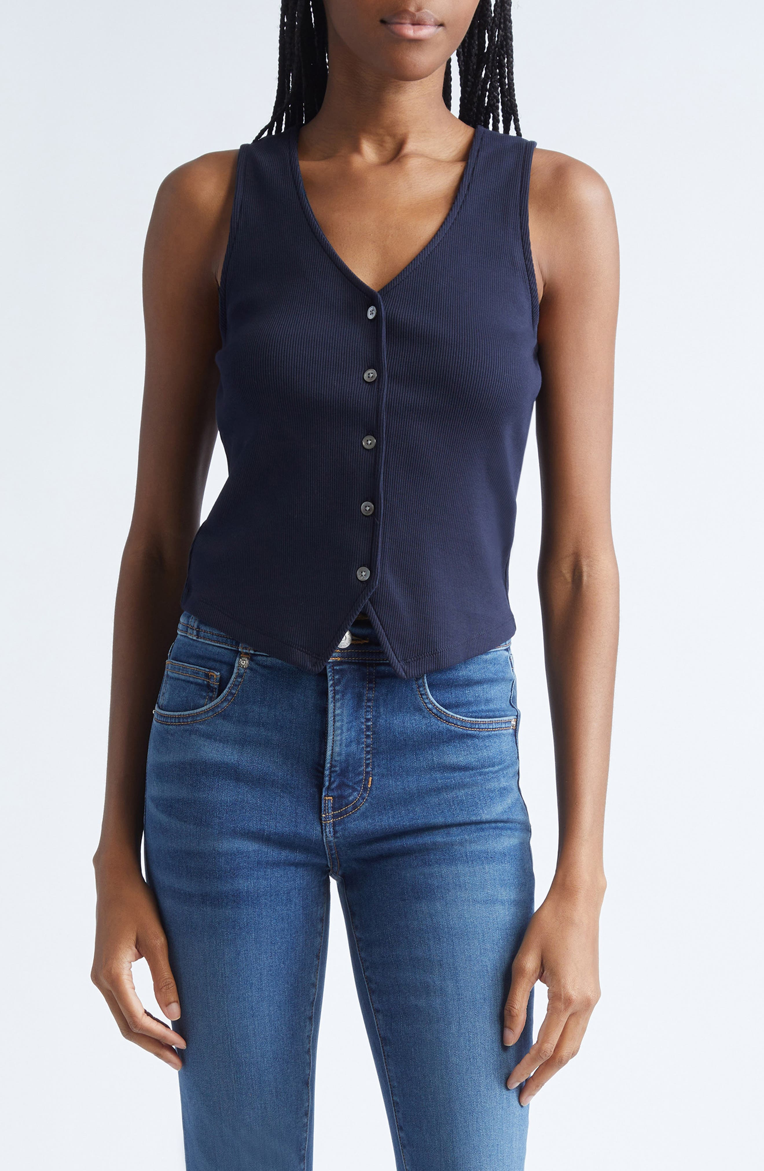 Veronica Beard Hoorne Rib Vest in Navy at Nordstrom - 1