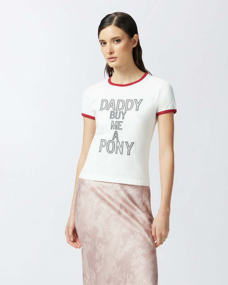 PINKO REIMAGINE BY PINKO X PATRICK MCDOWELL T-SHIRT WITH EMBROIDERED WORDING outlook