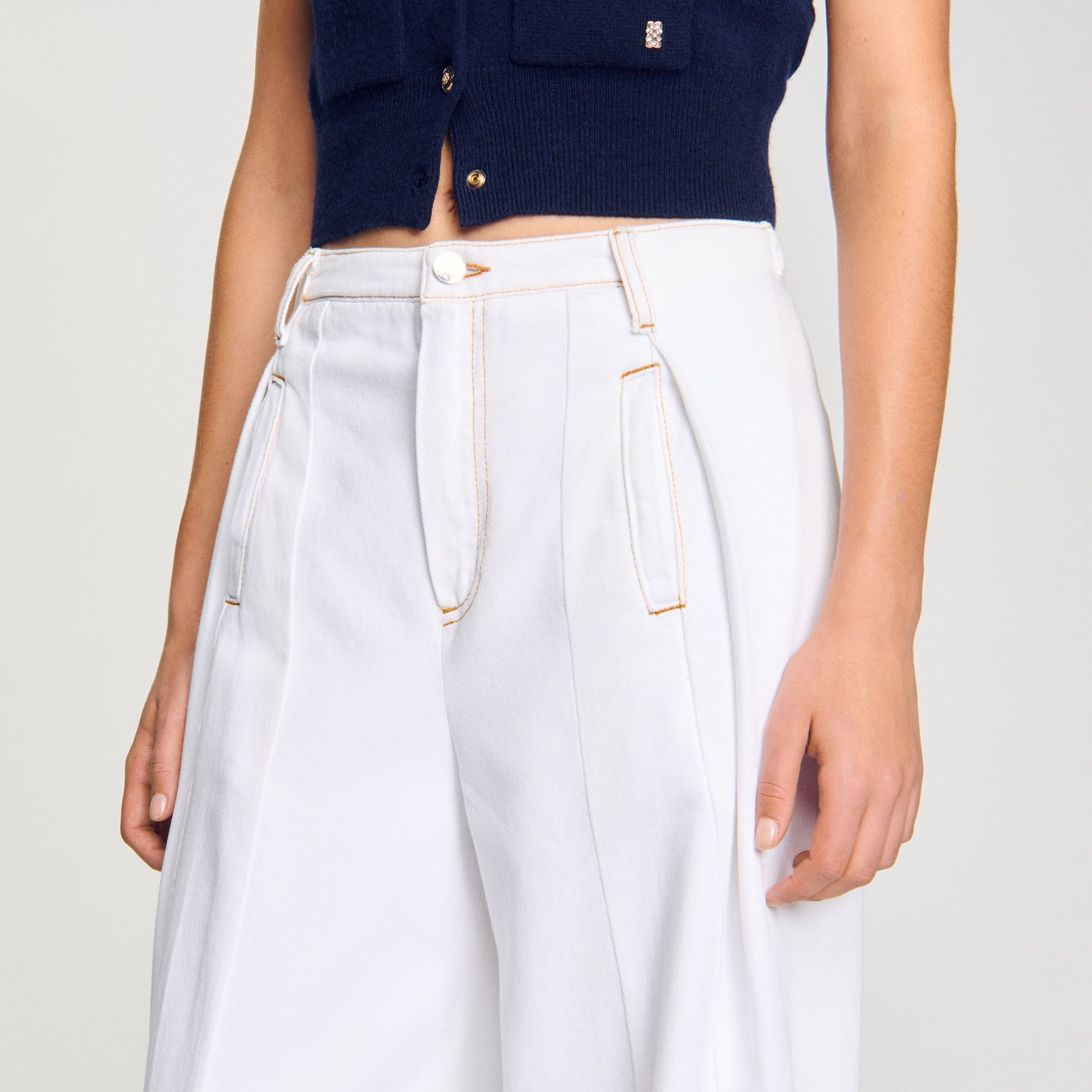 TOPSTITCHED WIDE-LEG JEANS - 3