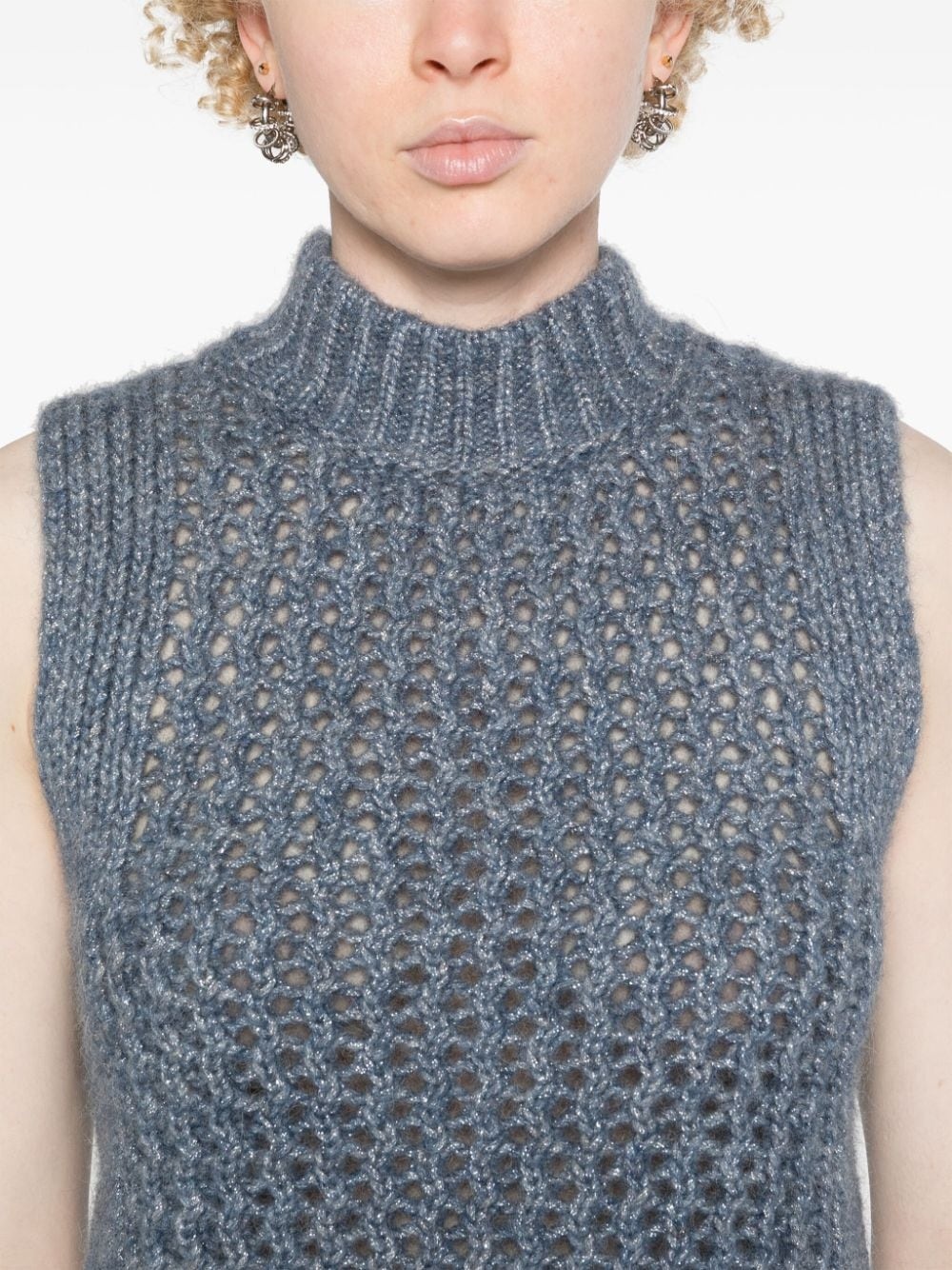 high-neck lurex vest - 5