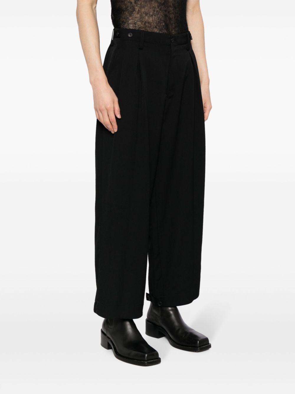 tailored wide-leg wool trousers - 3