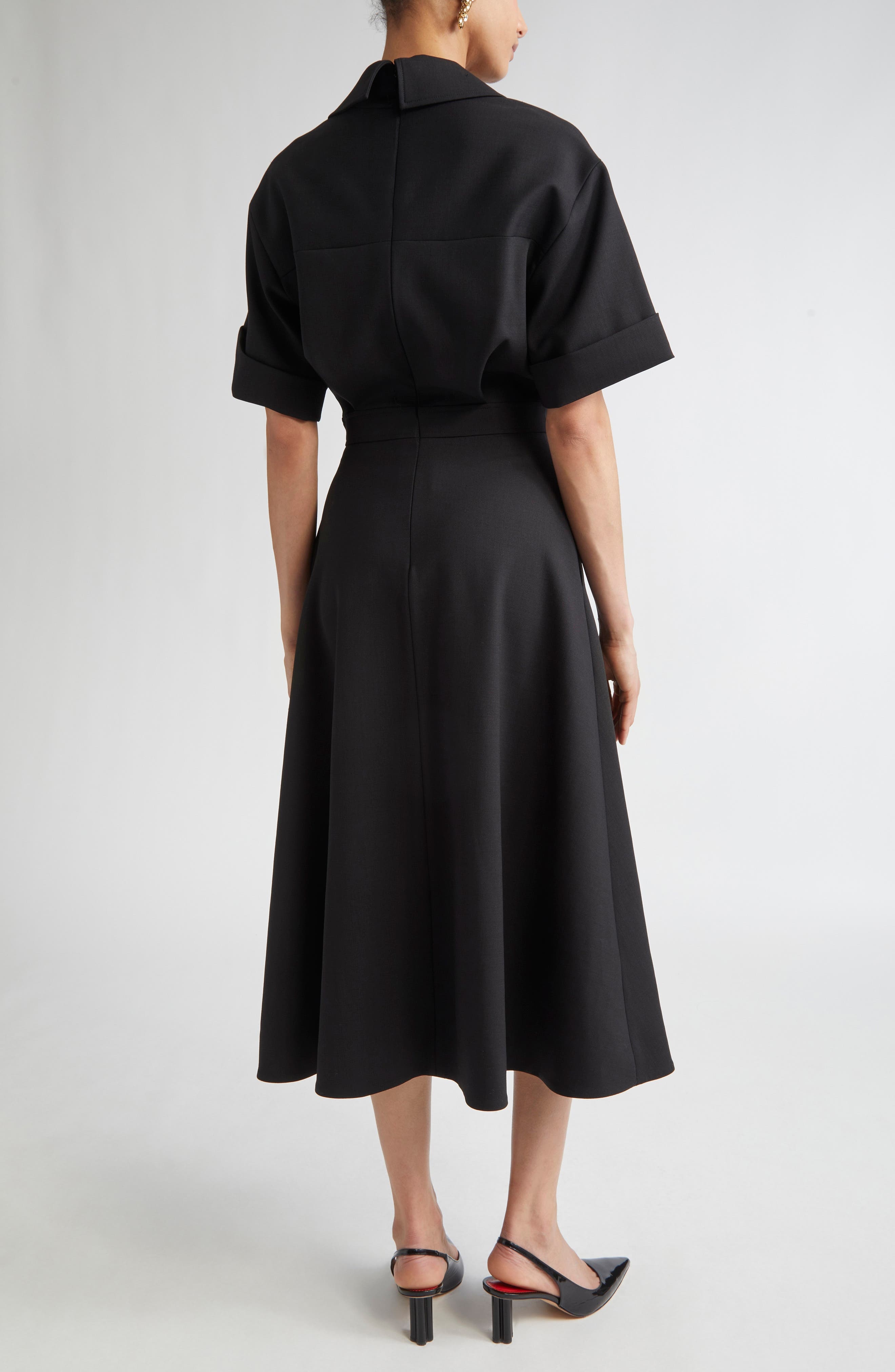 Carolina Herrera Stretch Virgin Wool Midi Dress in Black at Nordstrom - 2