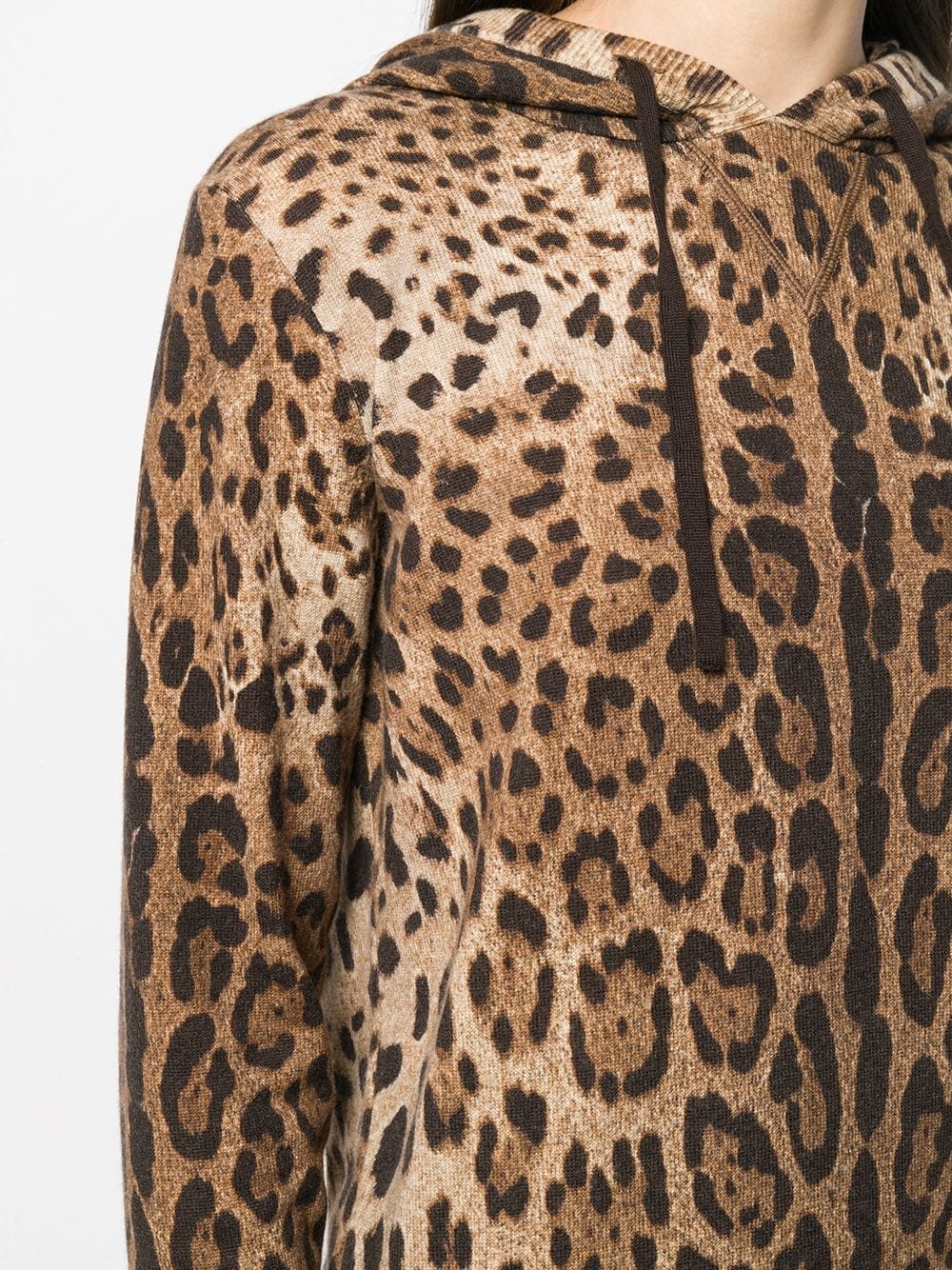 cashmere knitted leopard hoodie - 5