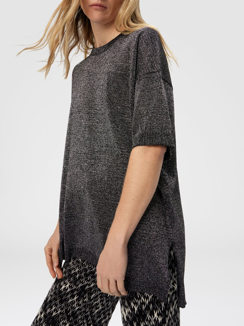 Boxy Crew Neck Sweater in Lamé 4