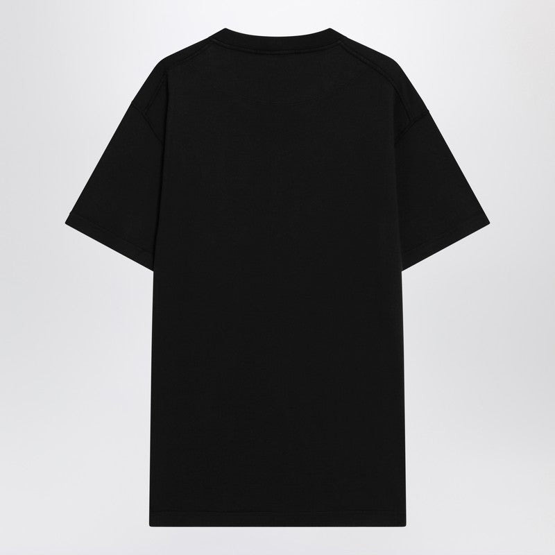 Stone Island Black Cotton T-Shirt With Logo Patch Men - 2