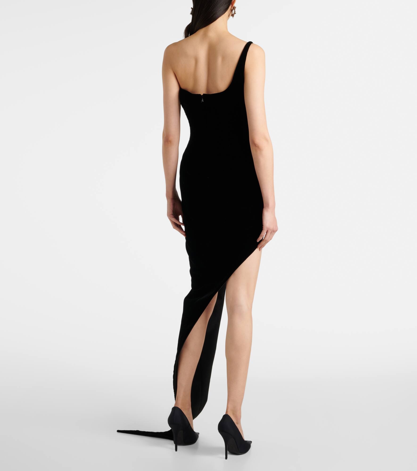 Spiky asymmetric velvet corset dress - 3