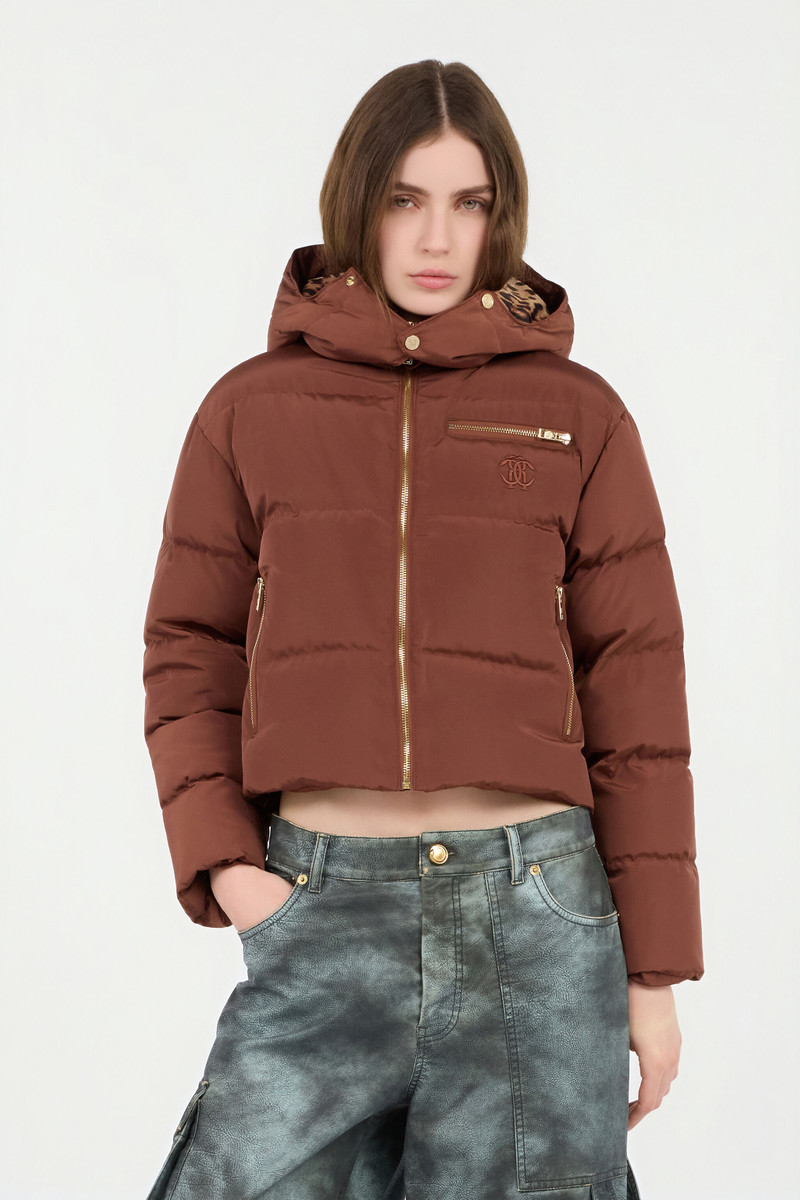 Brown Down Jacket With Monogram Rc 3