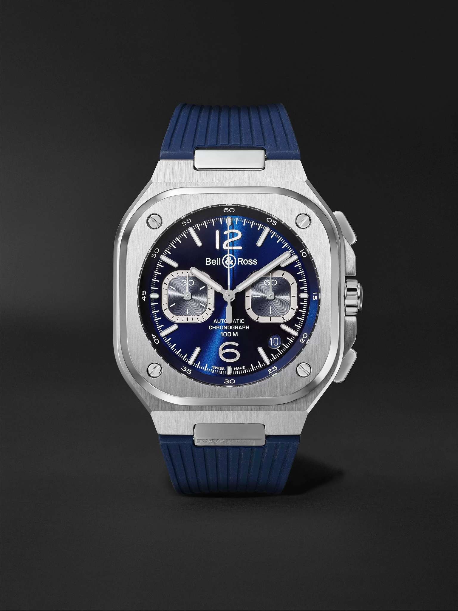 BR 05 Automatic Chronograph 40mm Stainless Steel and Rubber Watch, Ref.No. BR05C-BUBU-ST/SRB - 1