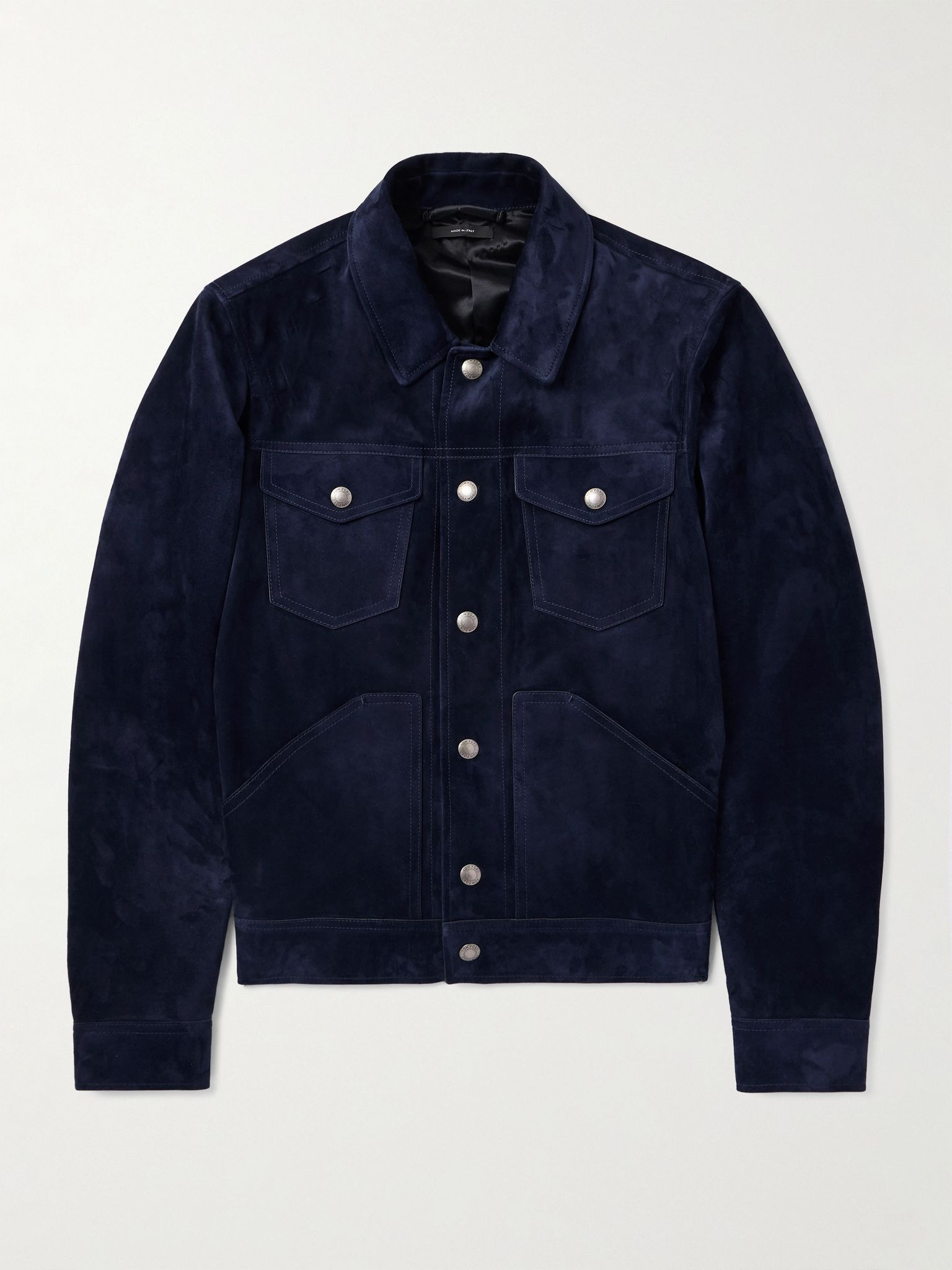 Slim-Fit Suede Jacket Blue - 1