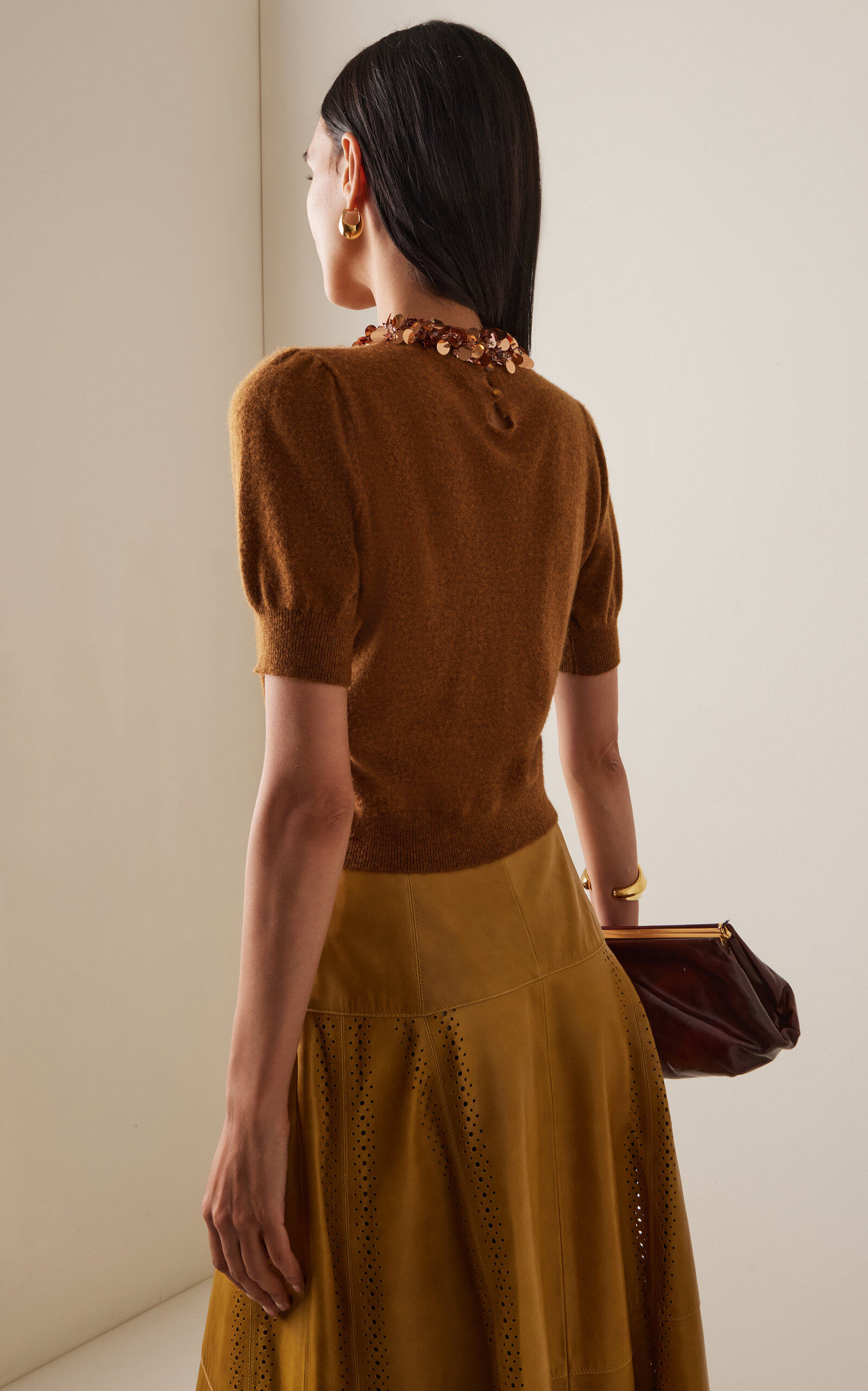 Kalani Embroidered Cashmere Pullover brown - 4