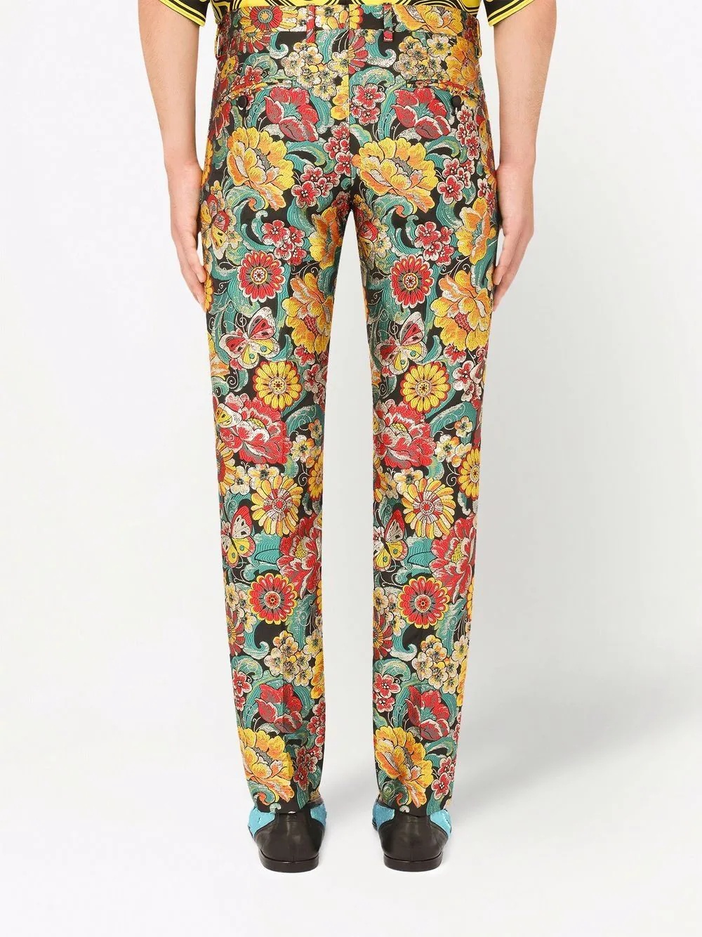 patterned jacquard tailored trousers - 4