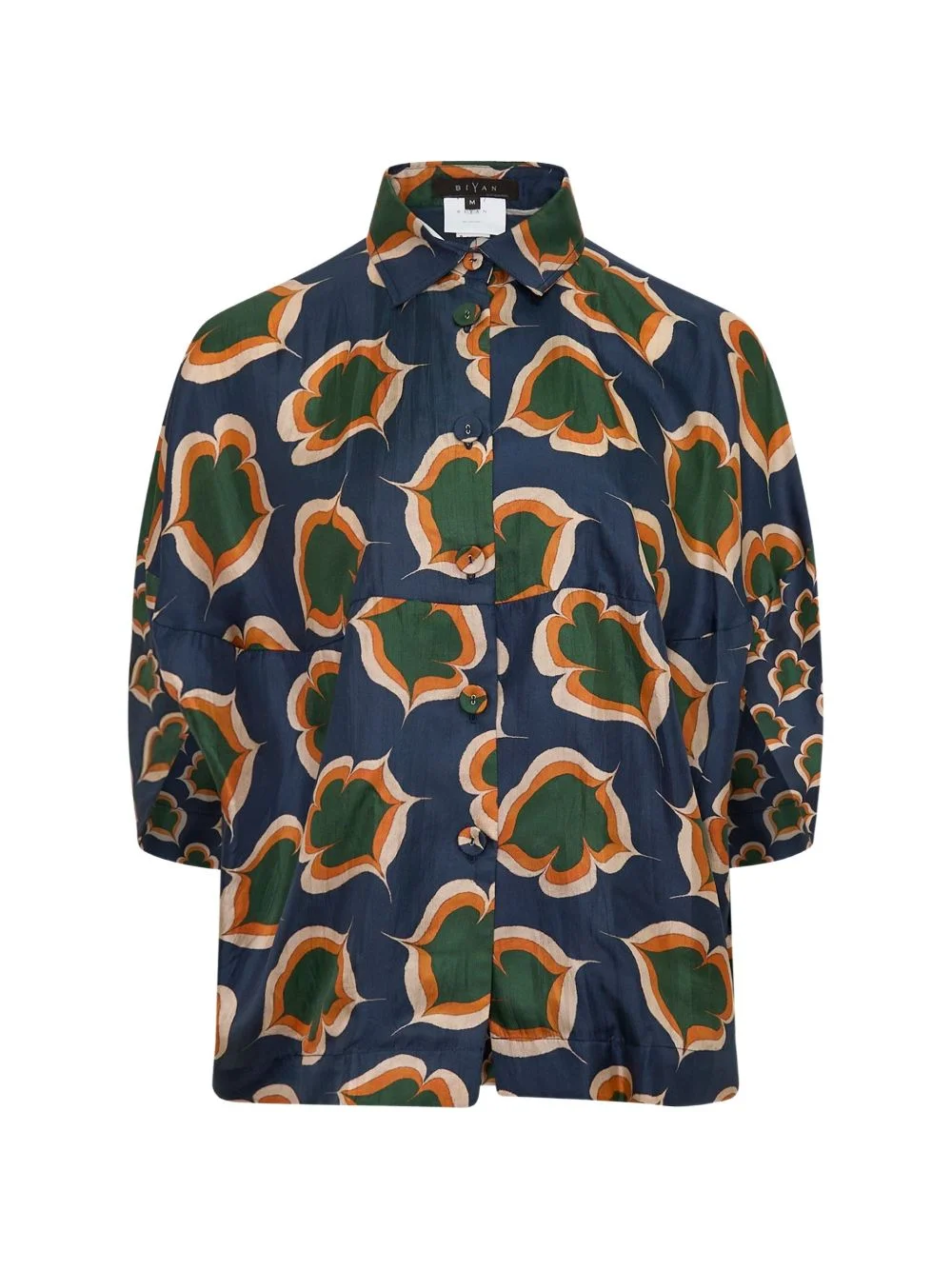 leaf-print silk shirt - 1