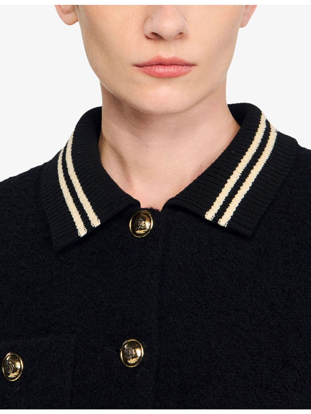 Stripe-Collar Tweed Jacket - 5