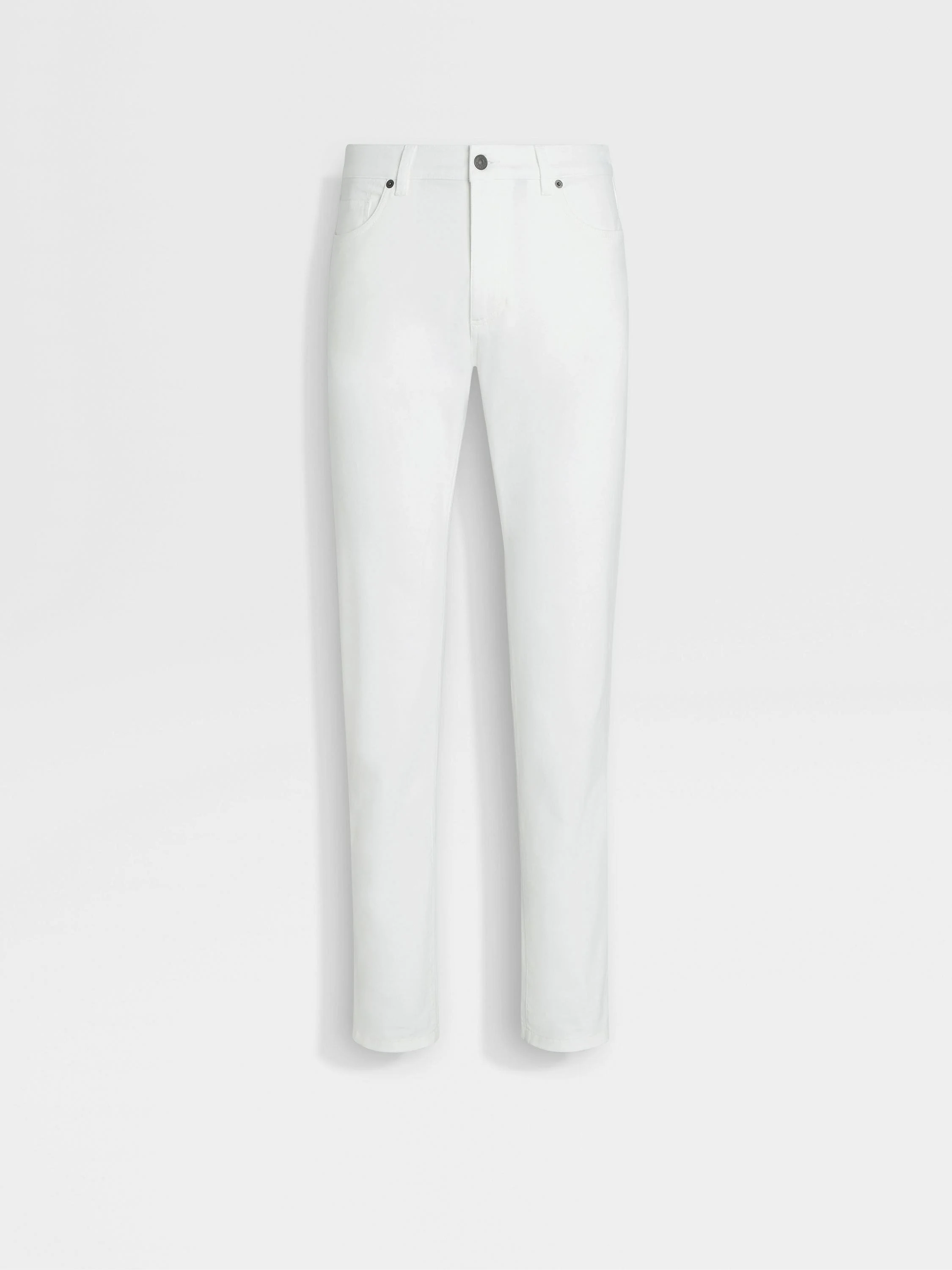 WHITE STRETCH COTTON ROCCIA JEANS - 1