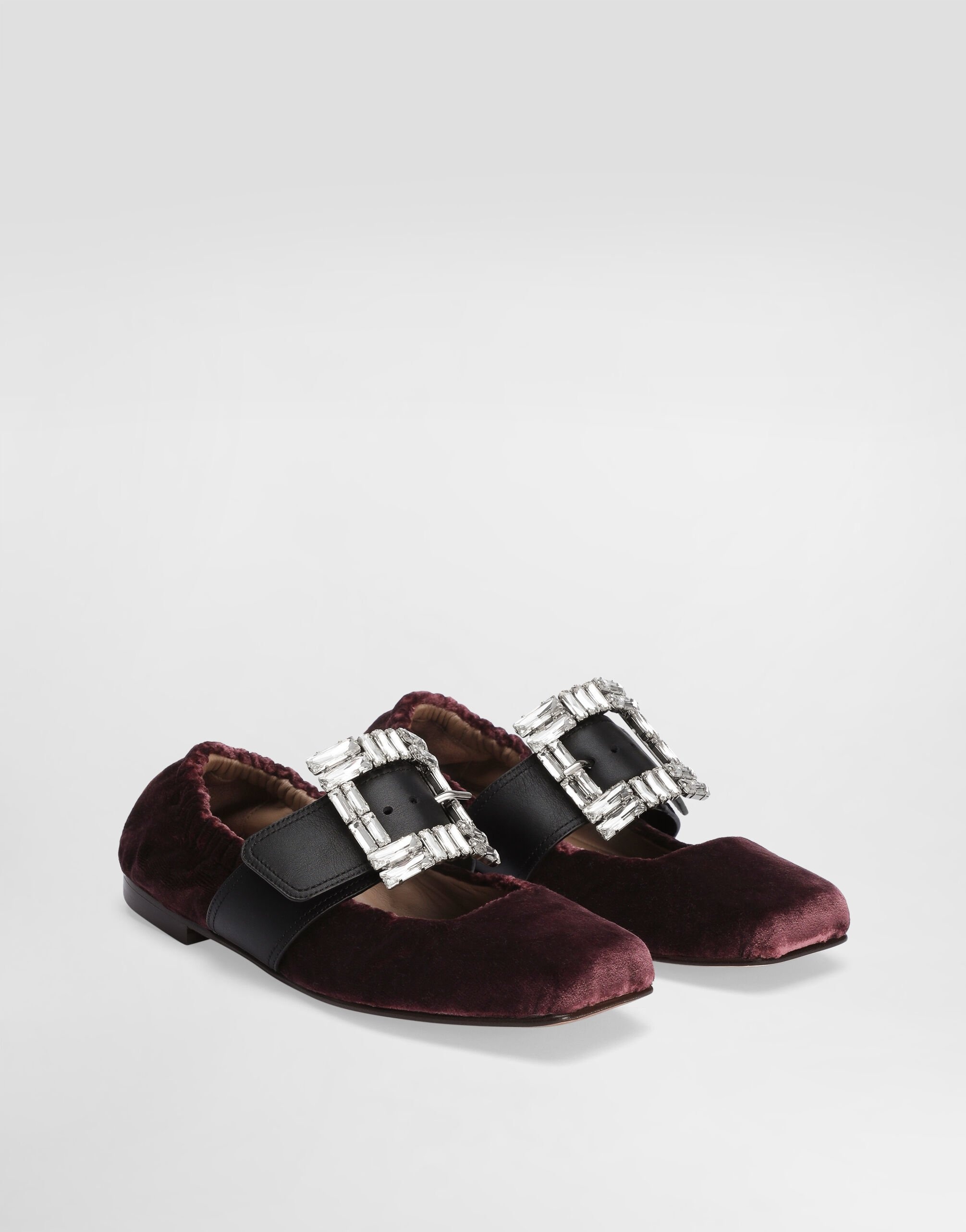 Velvet ballet flats with bejeweled buckle - 2