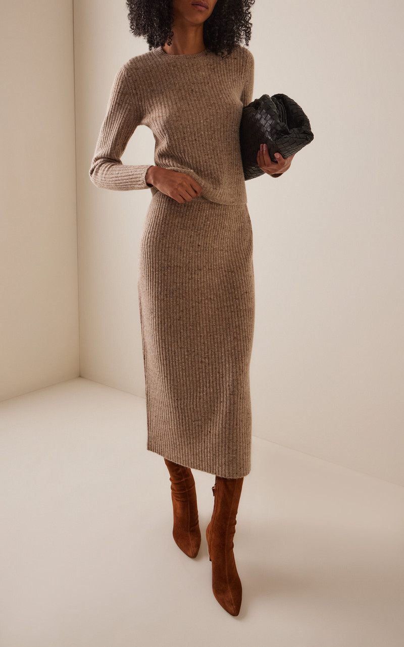 CO Midi Knit Wool-Cashmere Skirt taupe outlook