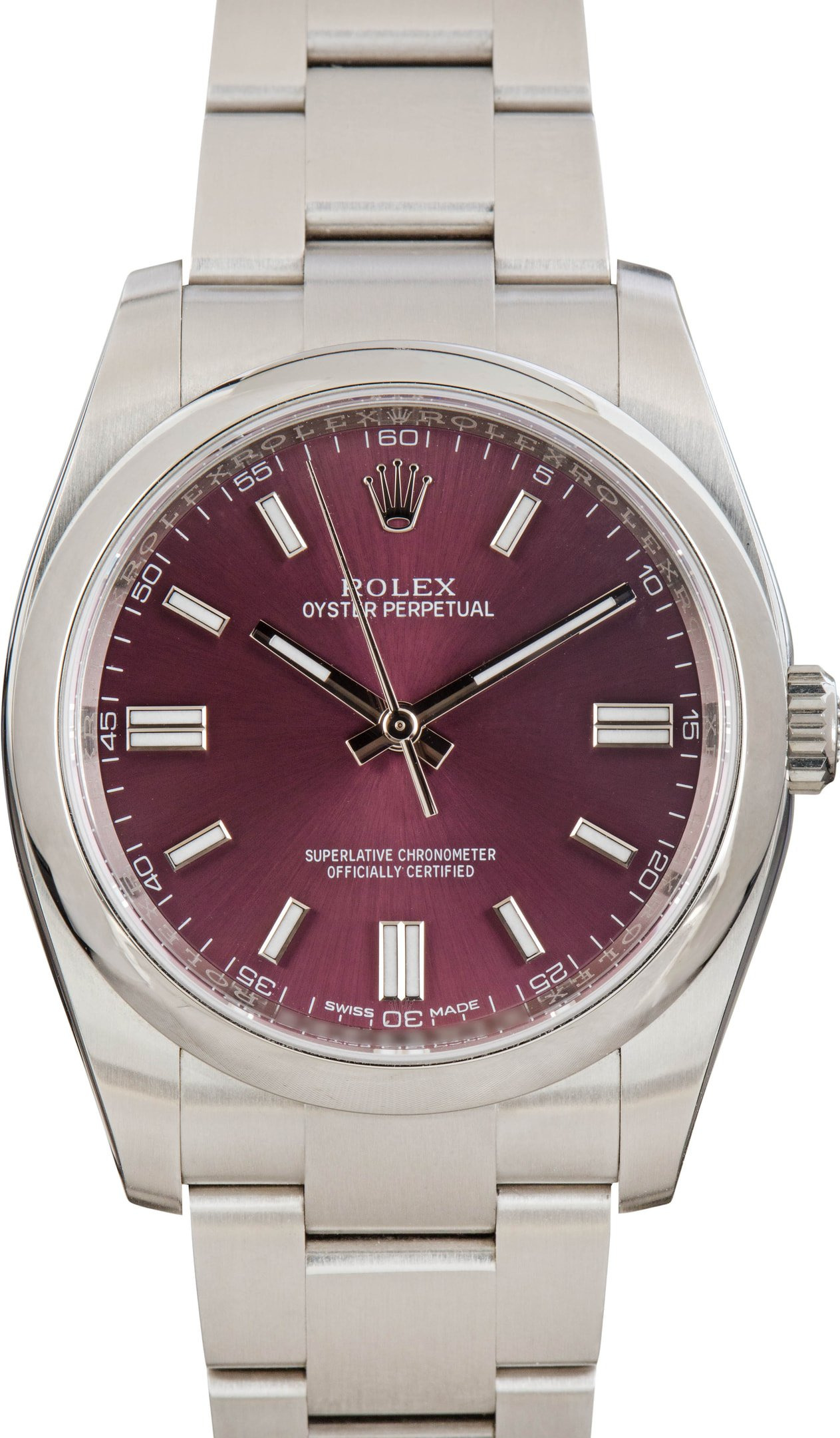 Rolex Oyster Perpetual Ref 116000 Red Grape Dial - 1
