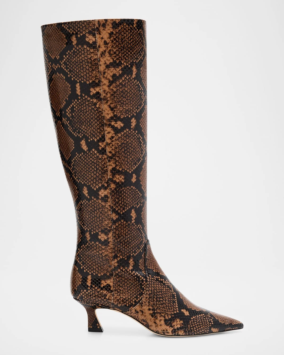 Vinnie Snake-Embossed Leather Knee-High Boots - 1
