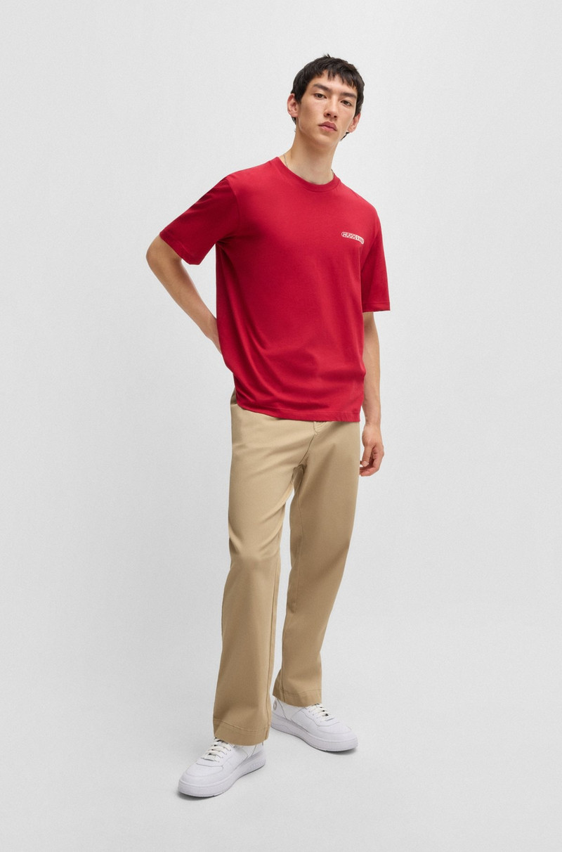 HUGO REGULAR-FIT TROUSERS IN COTTON TWILL WITH SIGNATURE LABEL outlook