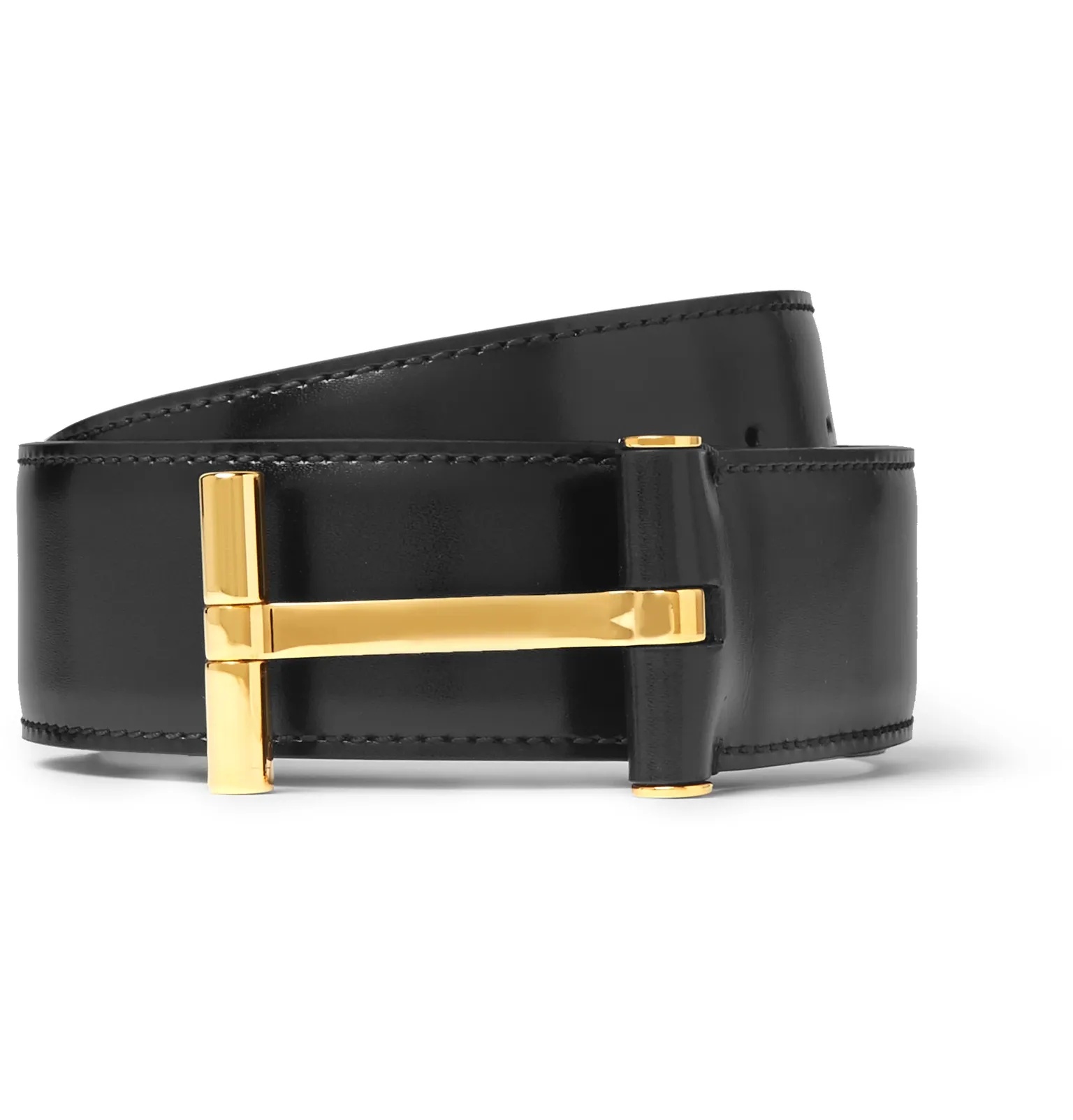 4cm Black Leather Belt - 4