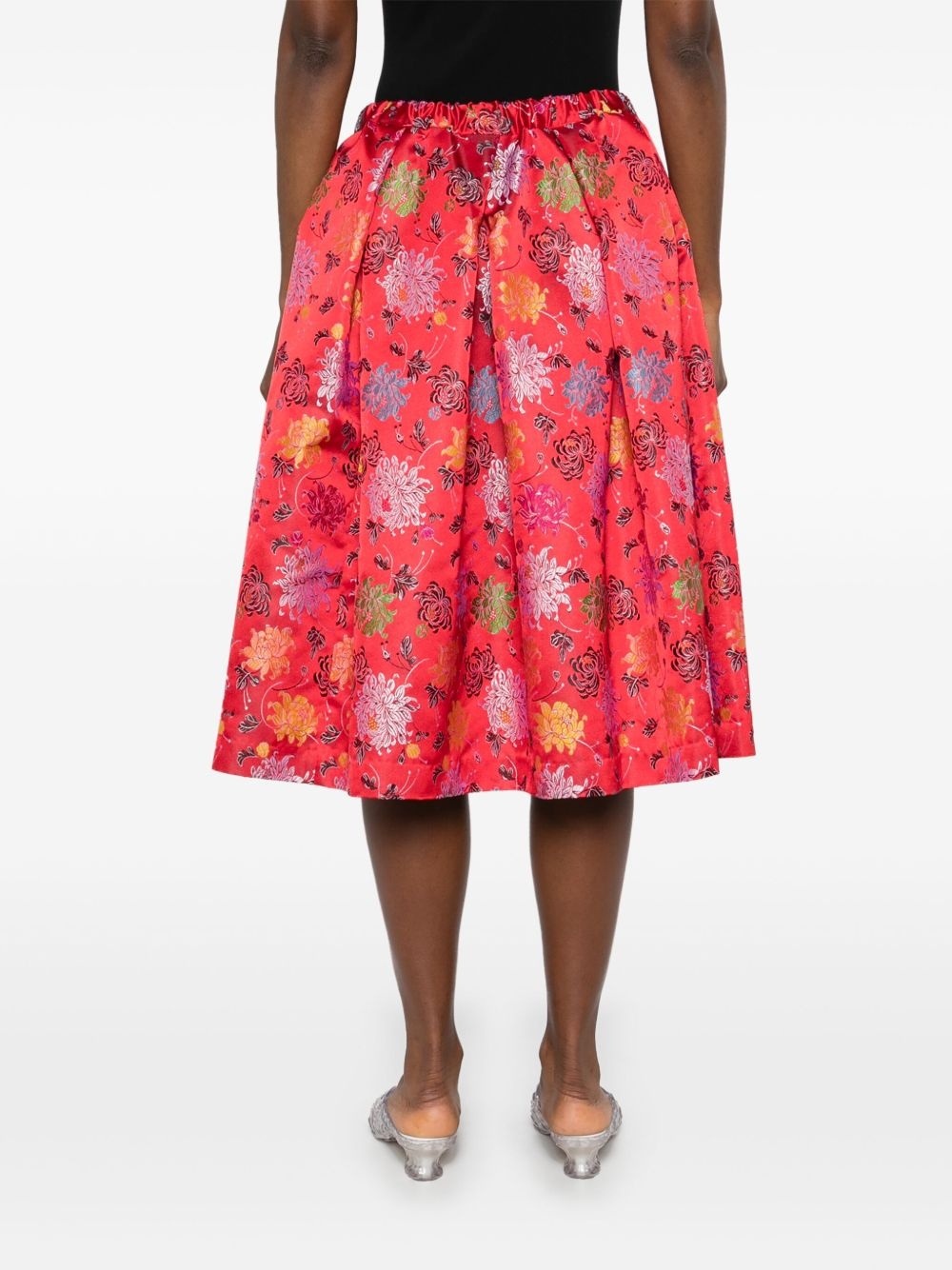 floral-jacquard midi skirt - 4