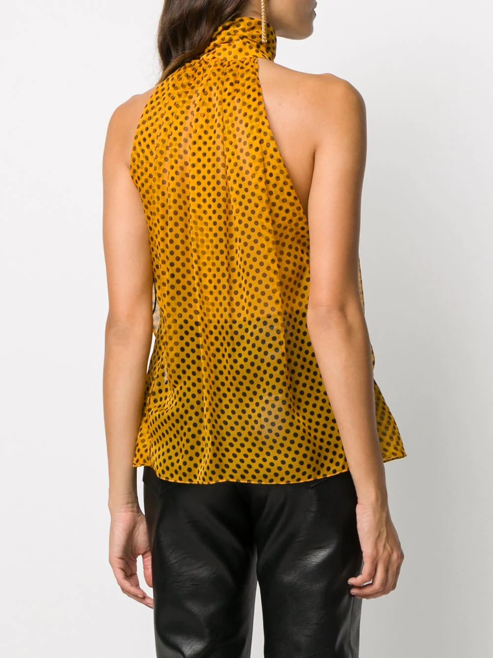 semi-sheer polka dot silk top - 4