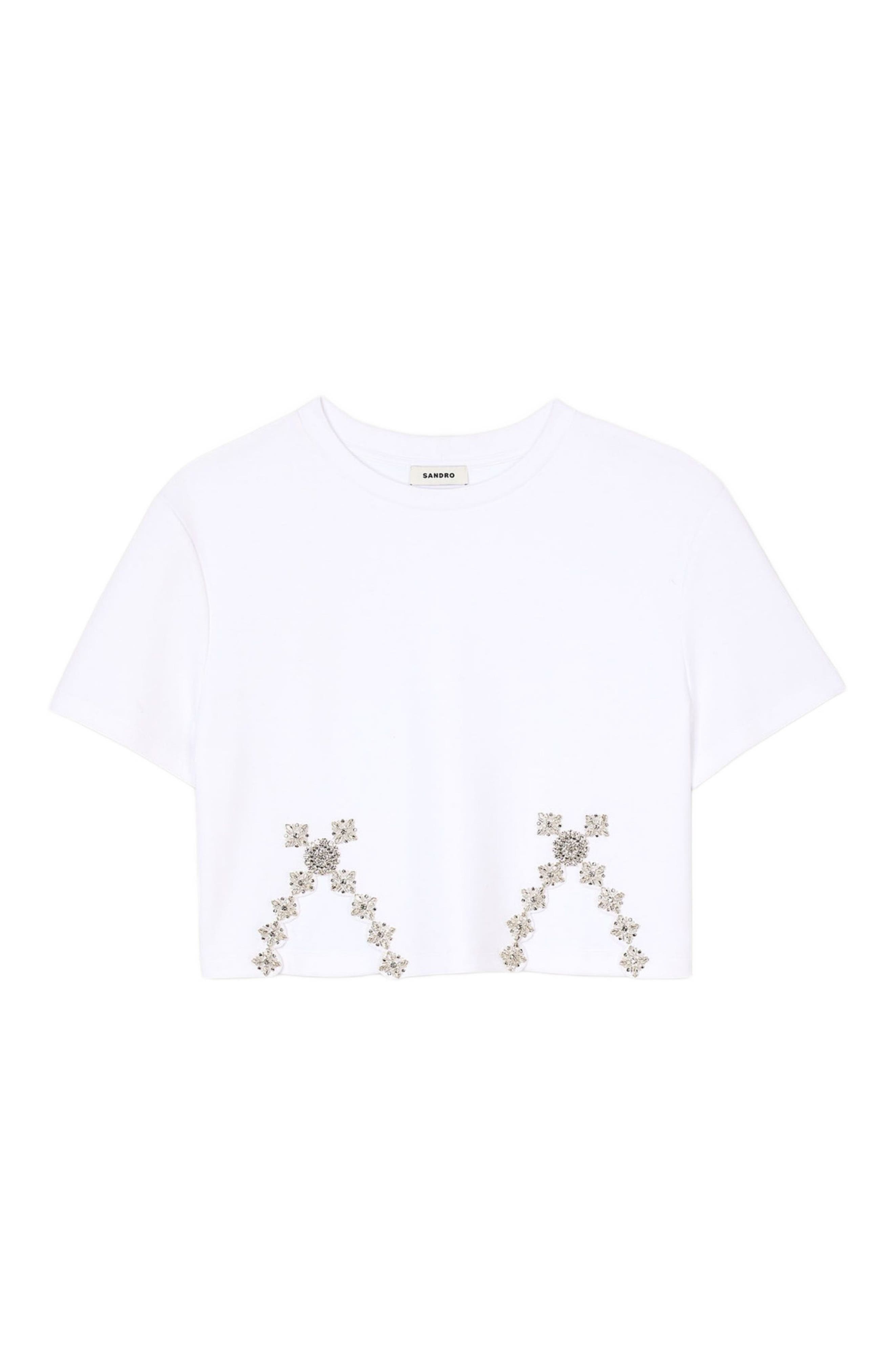 SANDRO Rhinestone crop top in White at Nordstrom - 5
