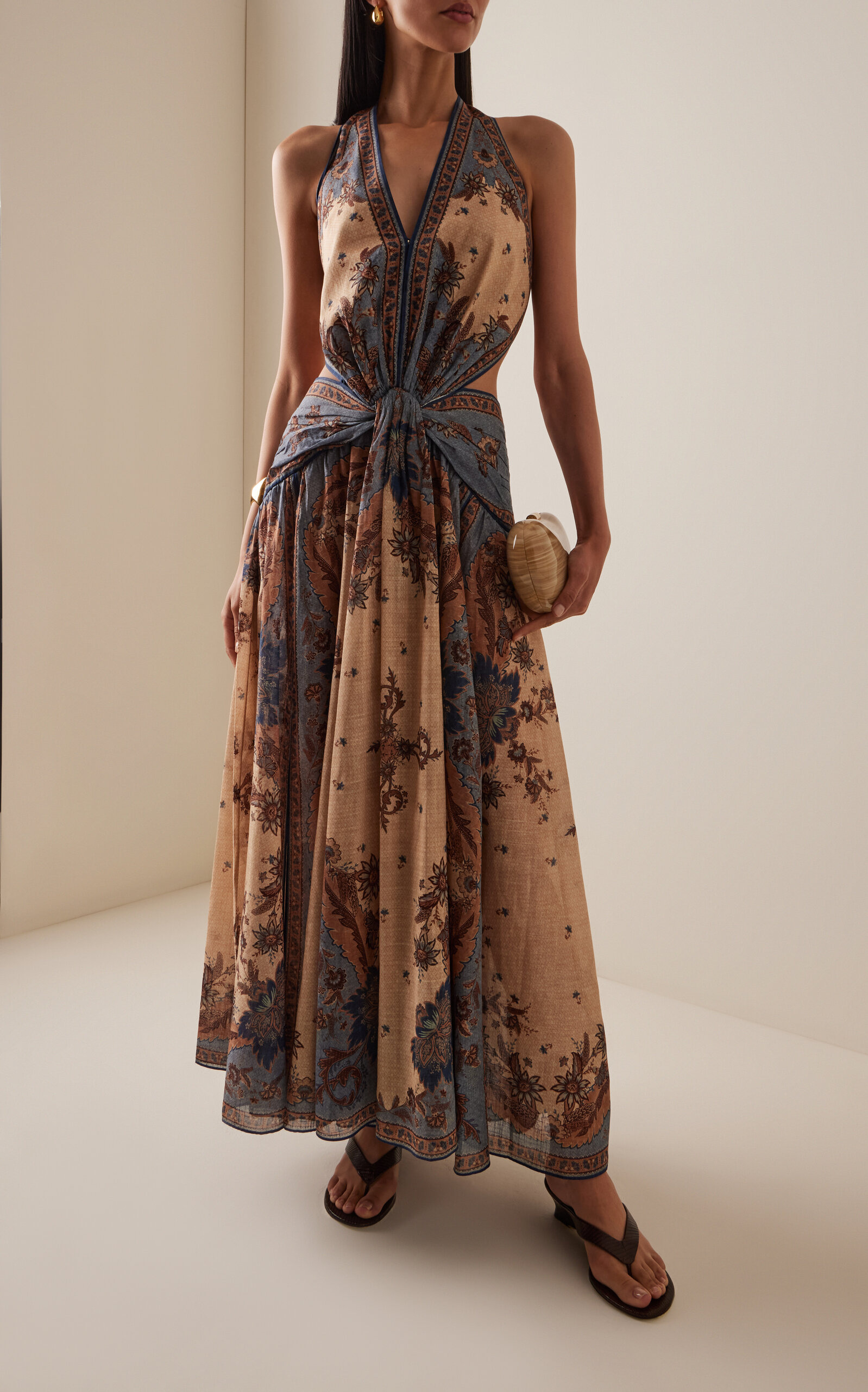 Ascension Printed Cotton Maxi Halter Dress blue - 2
