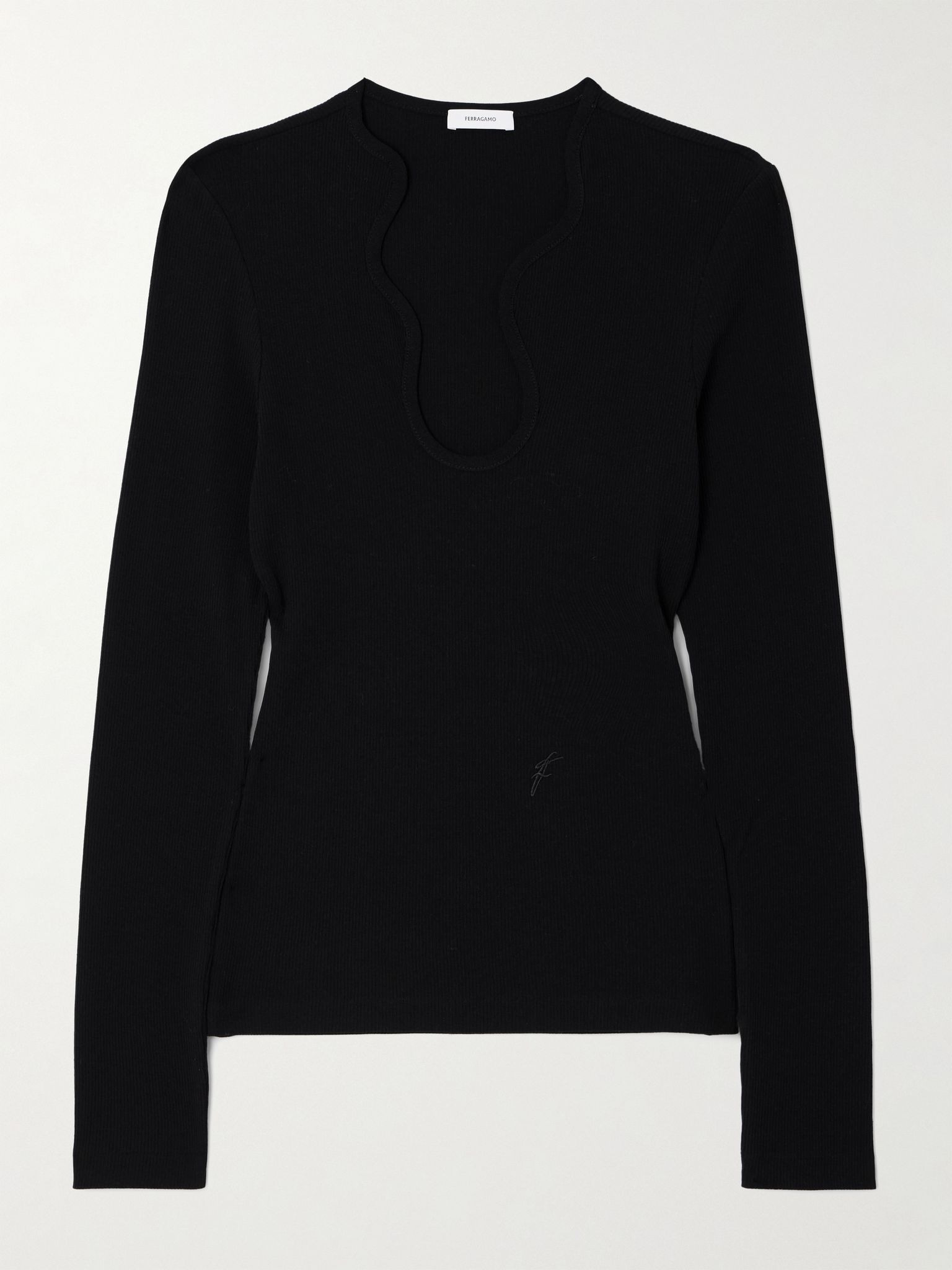 Ribbed cotton top Black - 1