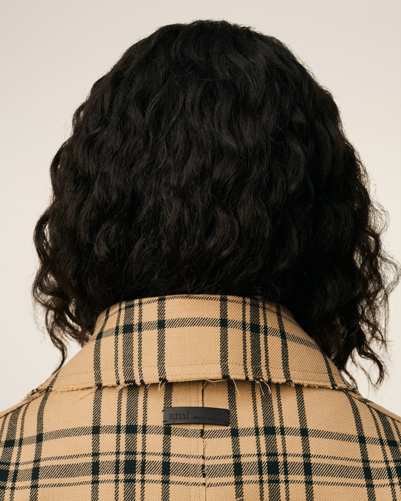 BROWN WOOL CHECKED BELTED MAC 4