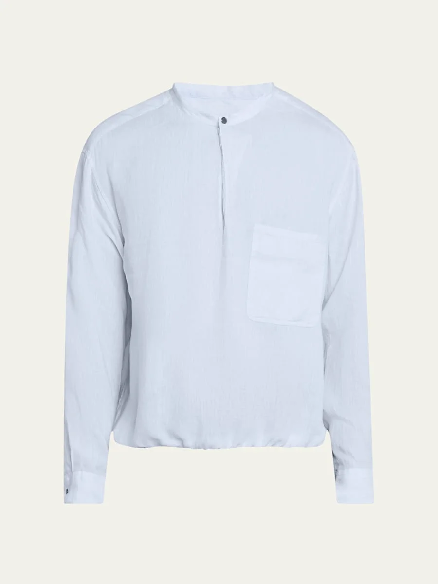 Men's Linen Nehru-Collar Sport Shirt - 1