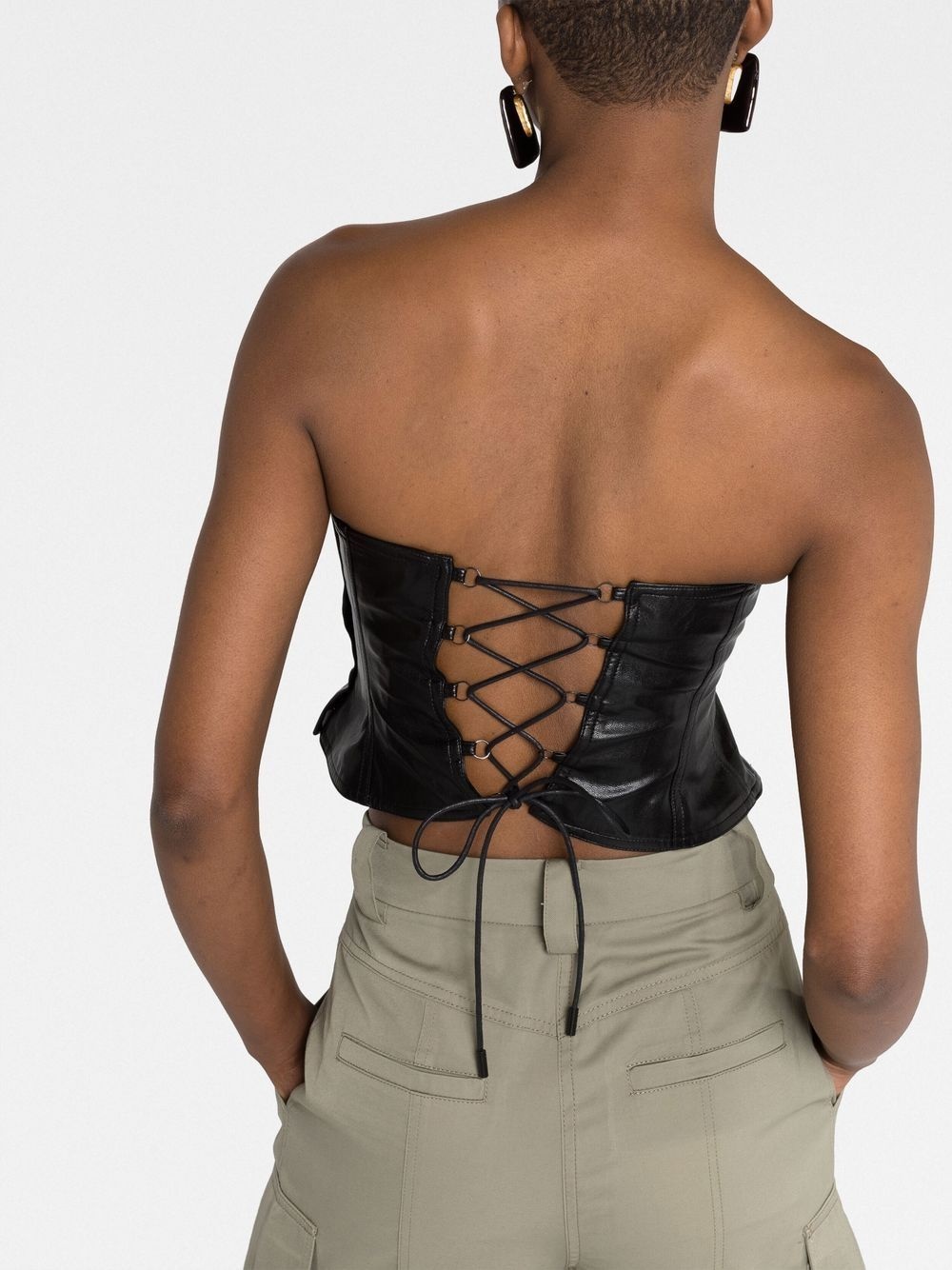 Black Faux Leather Corset - 3