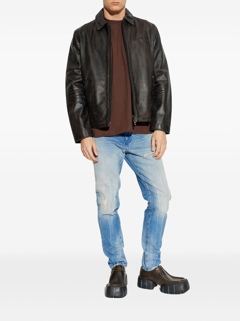 Diesel L-Amar-WRD logo-embossed leather jacket outlook