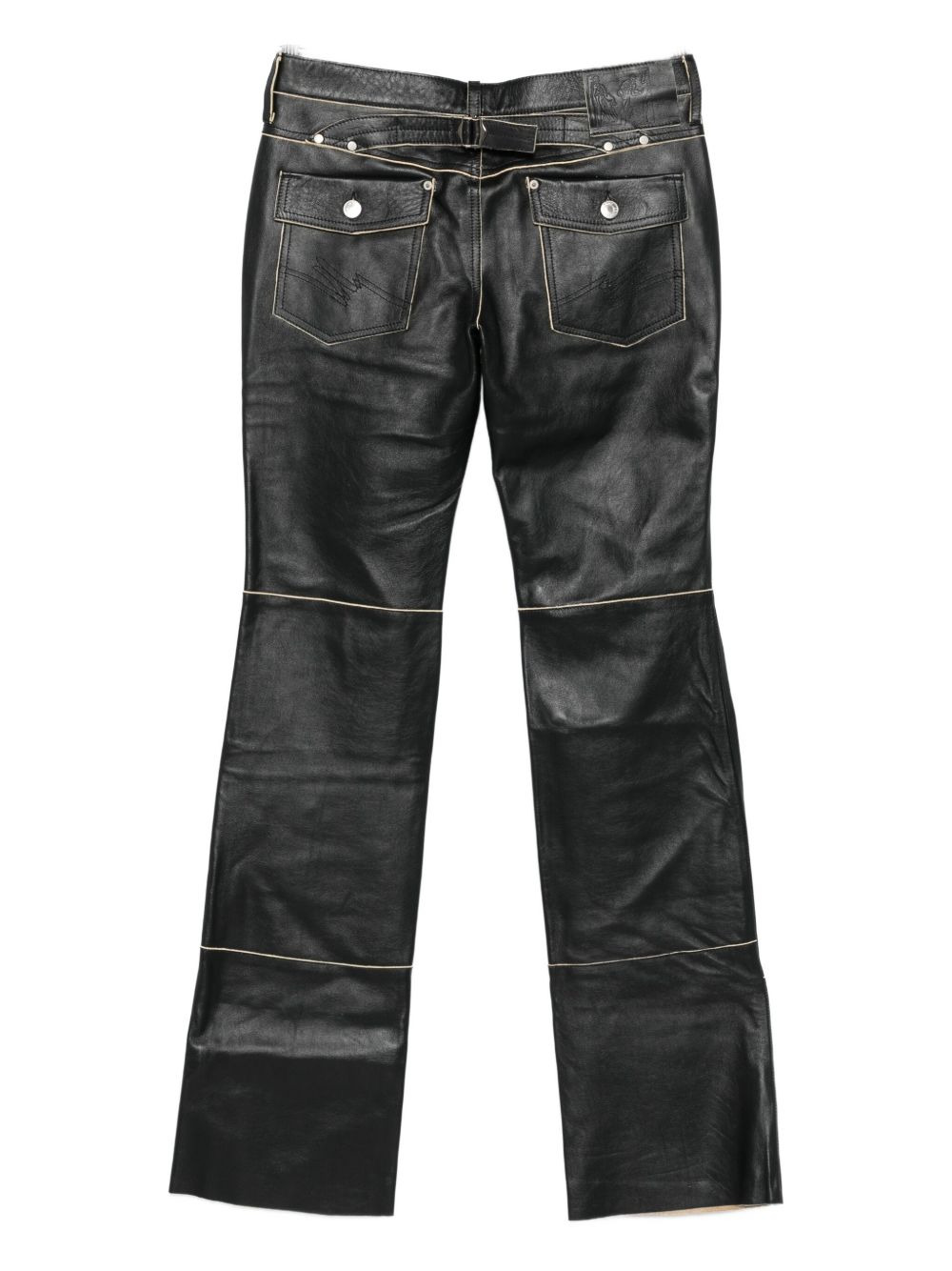 panelled leather trousers - 2