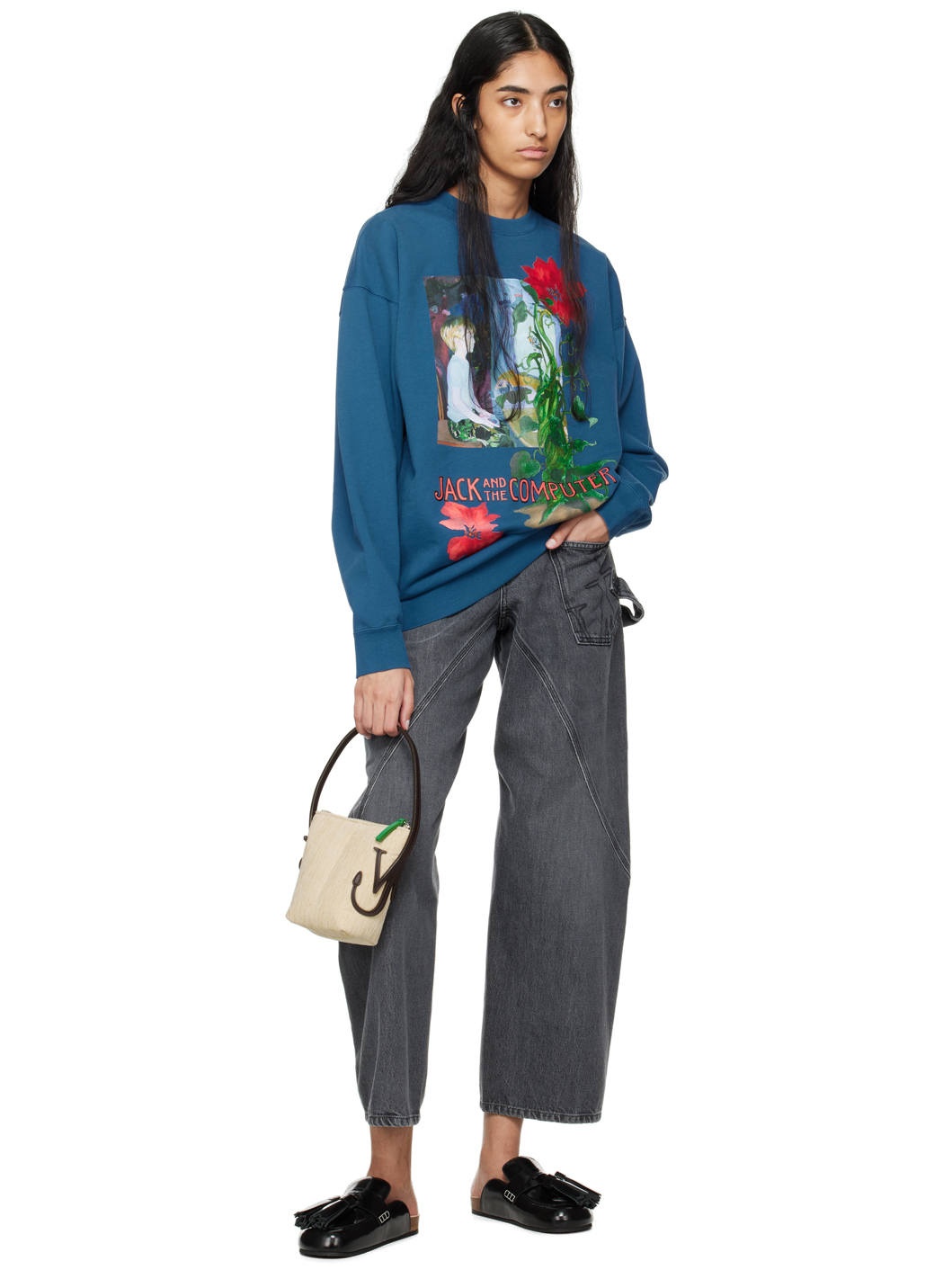 Blue Graphic Print Sweatshirt - 4