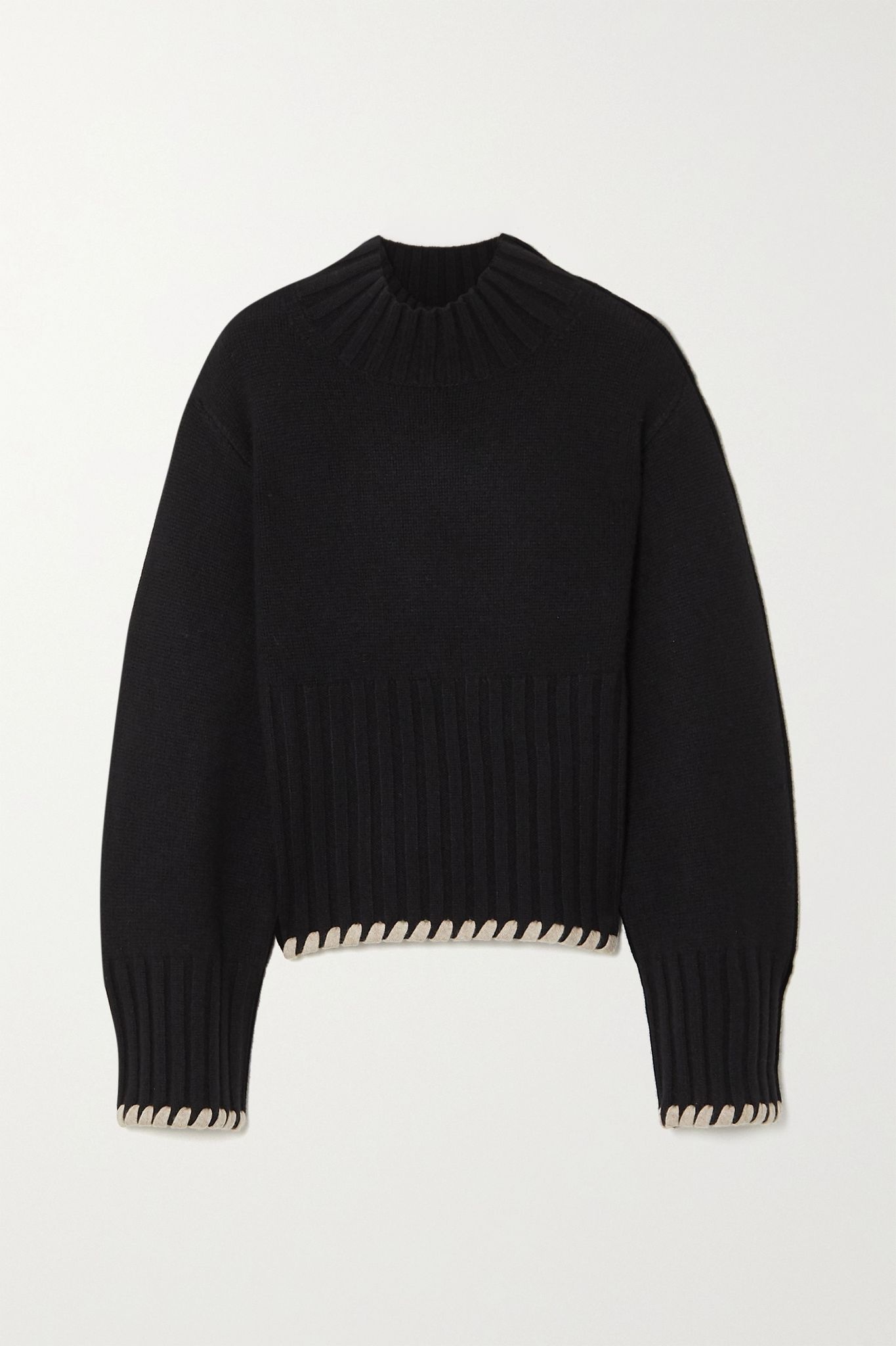 Colette whipstitched ribbed cashmere sweater - 1