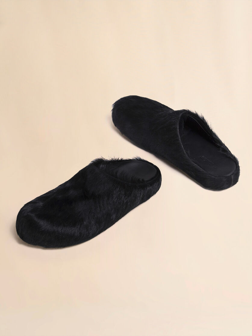 BLACK LONG HAIR CALFSKIN FUSSBETT SABOT - 5