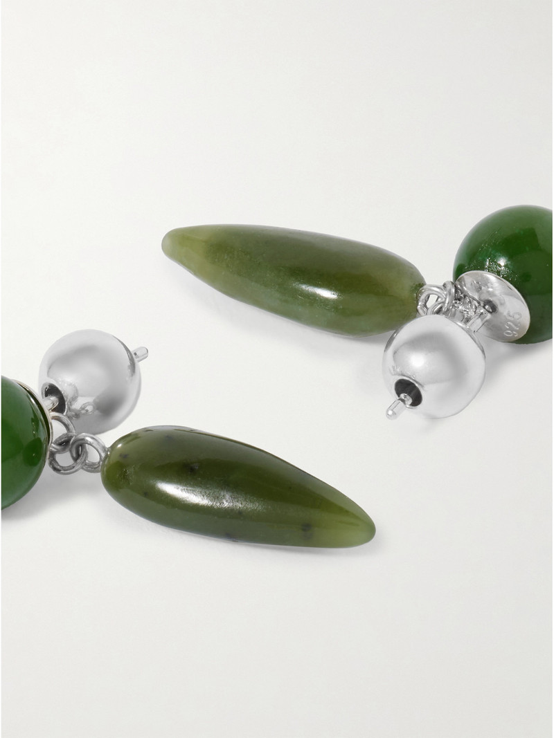 Tiny Phoenician Jade And Silver Earrings 3