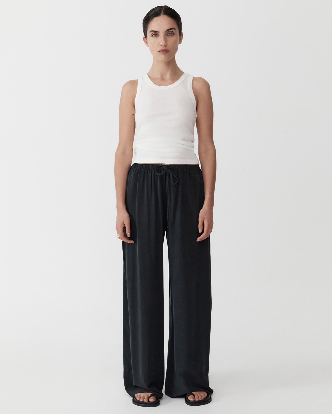 Relaxed Silk Pants - Washed Black - 2