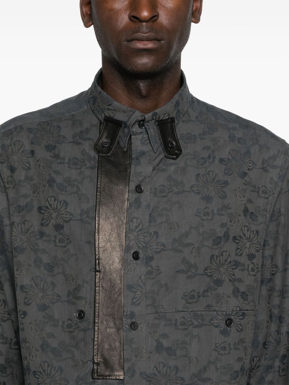 floral-jacquard shirt - 5