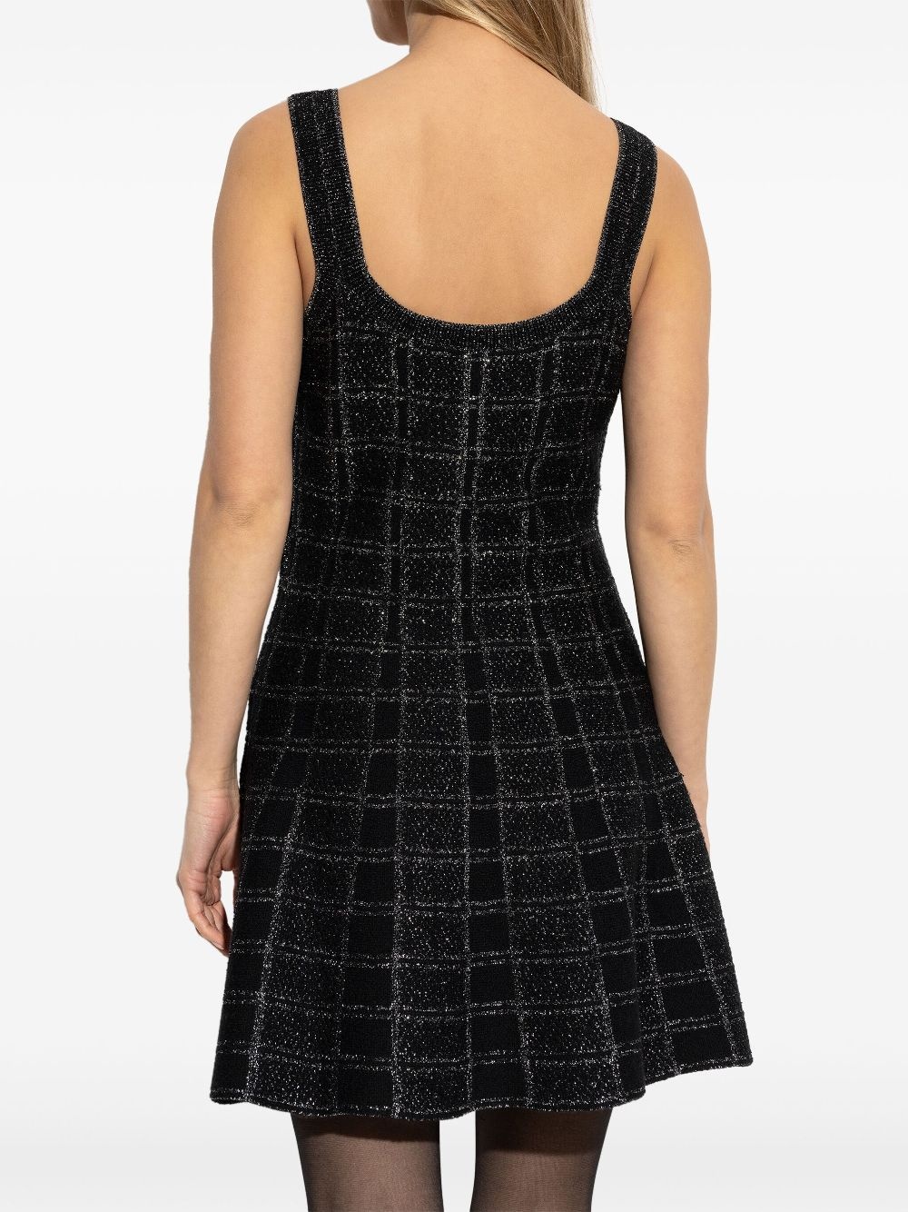 check-pattern lamé-effect mini dress - 4