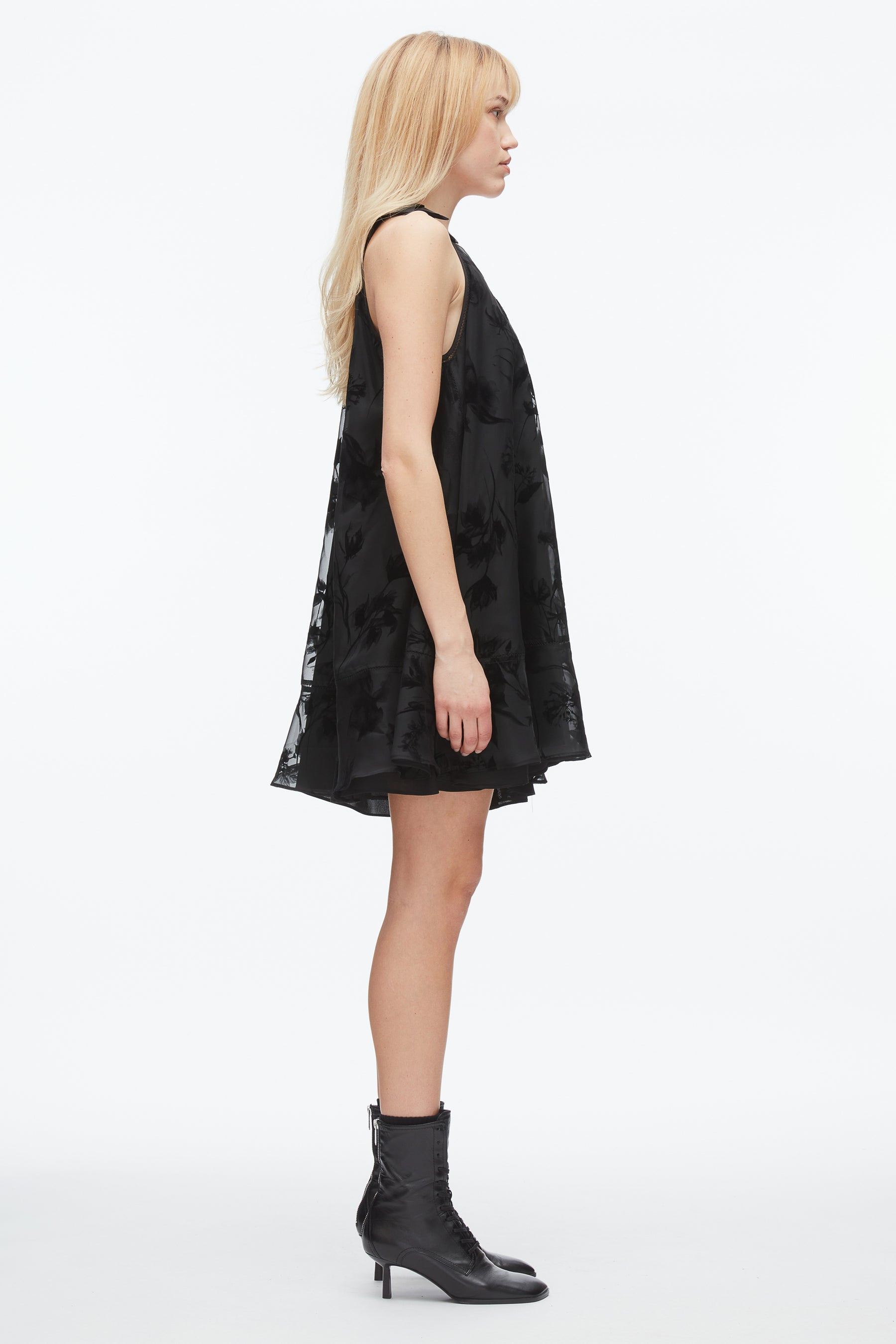 Flocked Organza Trapeze Dress - 3