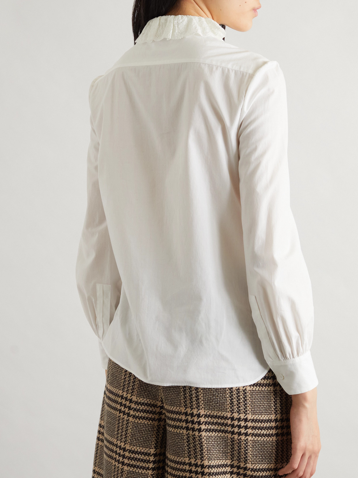 Lace-trimmed Cotton-poplin Shirt - 3