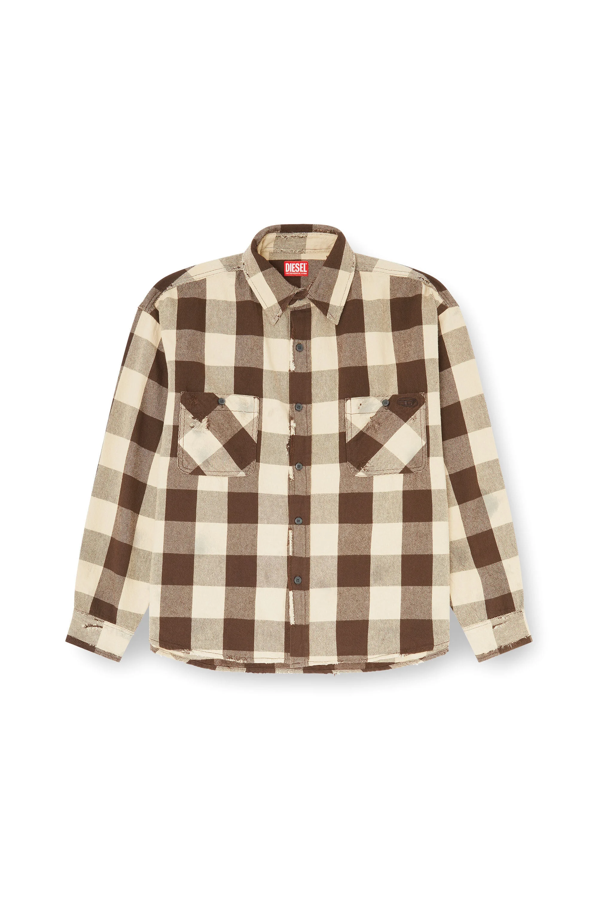 CHECK FLANNEL SHIRT WITH DISTRESSED EFFECT - 1