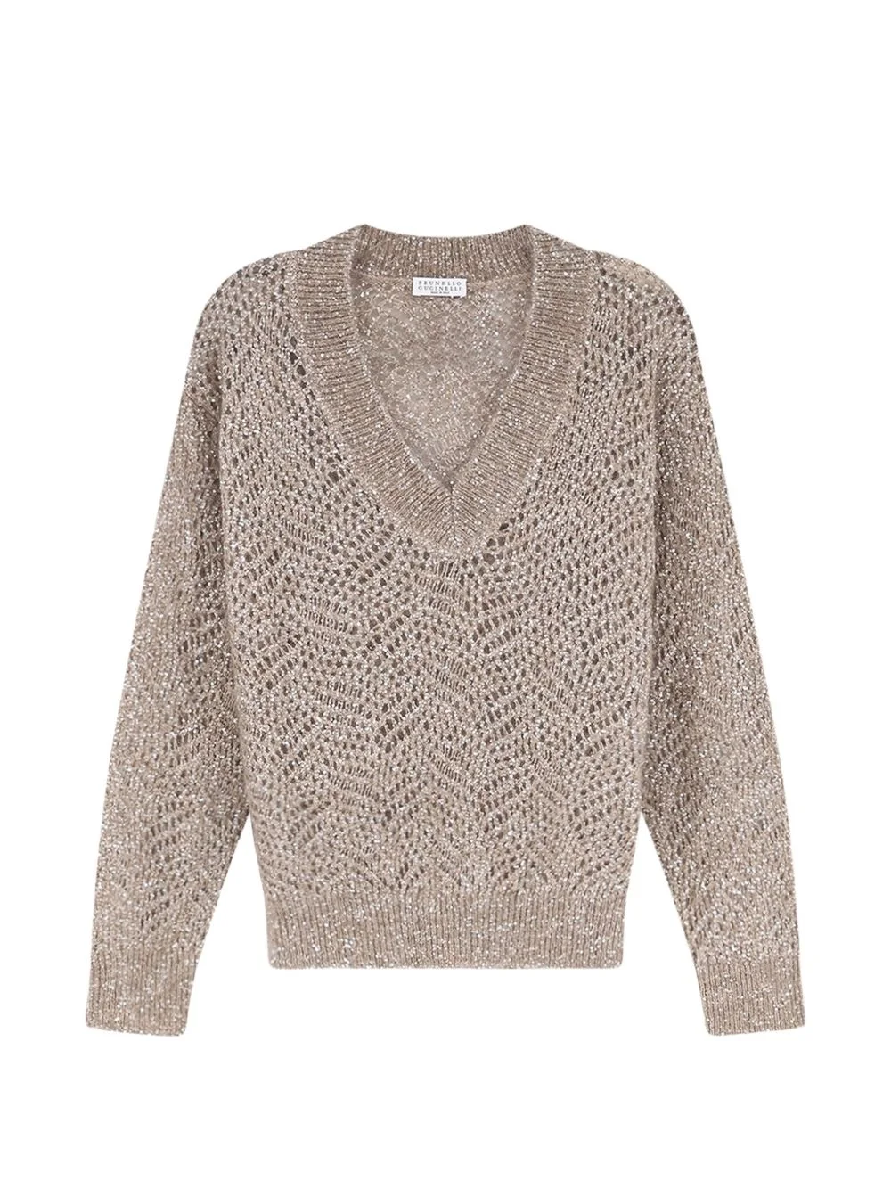 sequin-embellished open-knit sweater - 1
