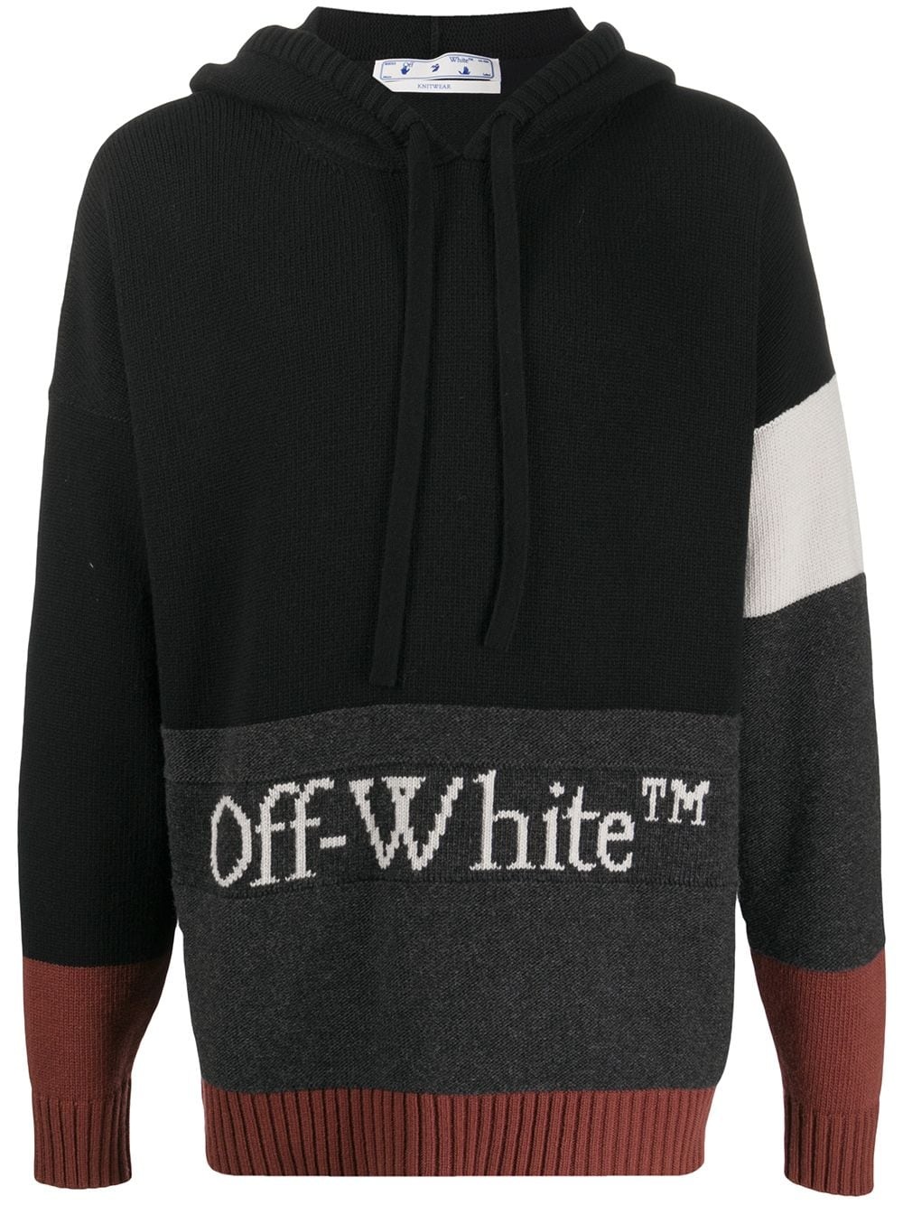 knitted panelled hoodie - 1