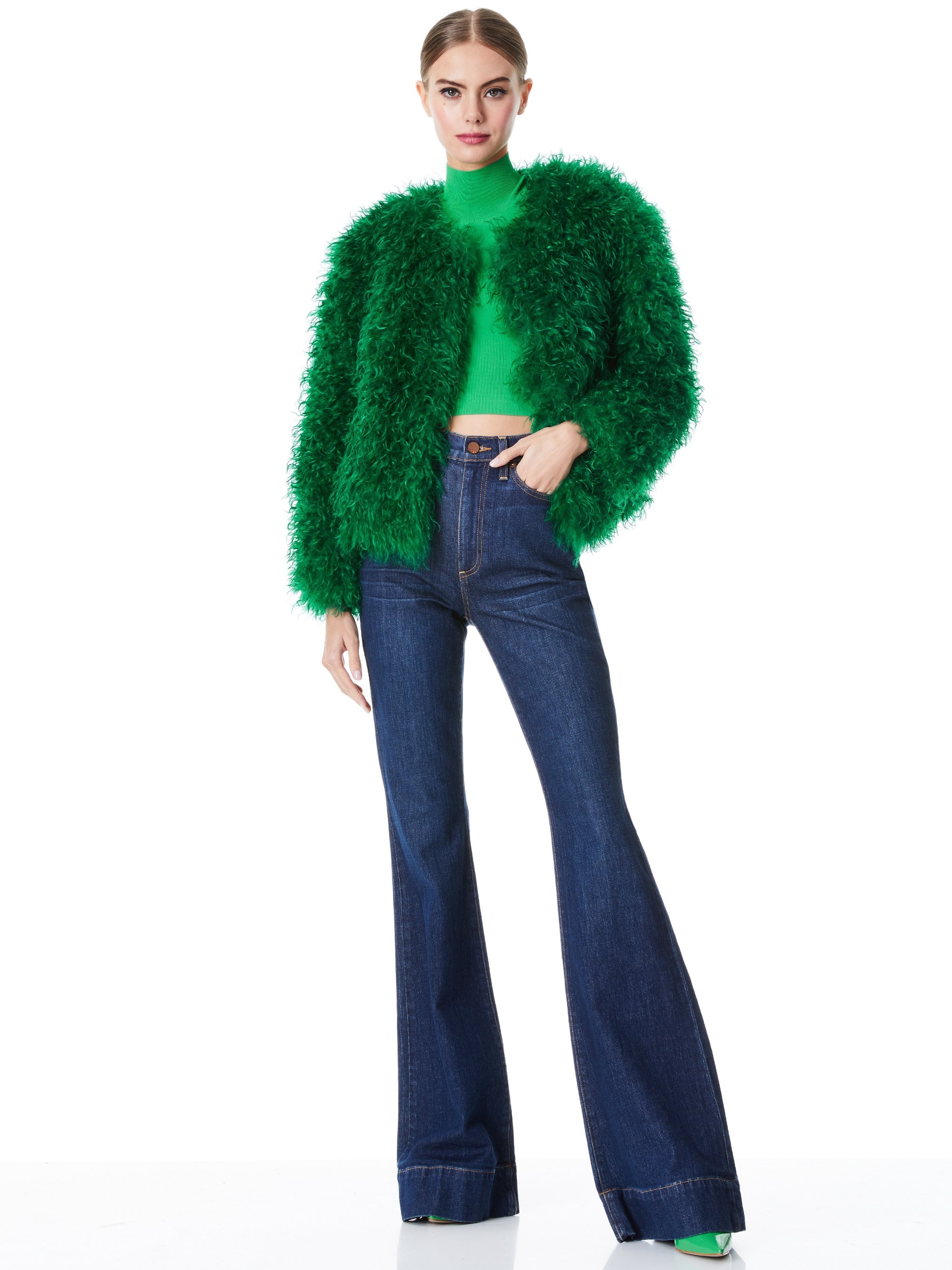 JERRIE COLLARLESS FAUX FUR COAT - 4