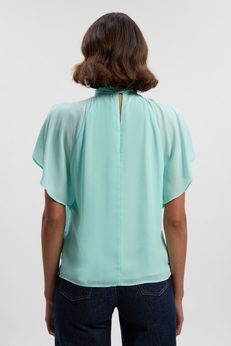 Pussy Bow Tie Woven Georgette Blouse 5