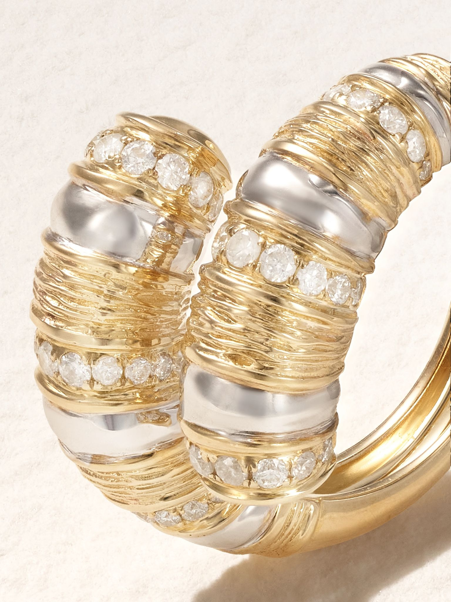Bague Toi & Moi Gaufrette 14-karat white and yellow gold diamond ring Gold - 4