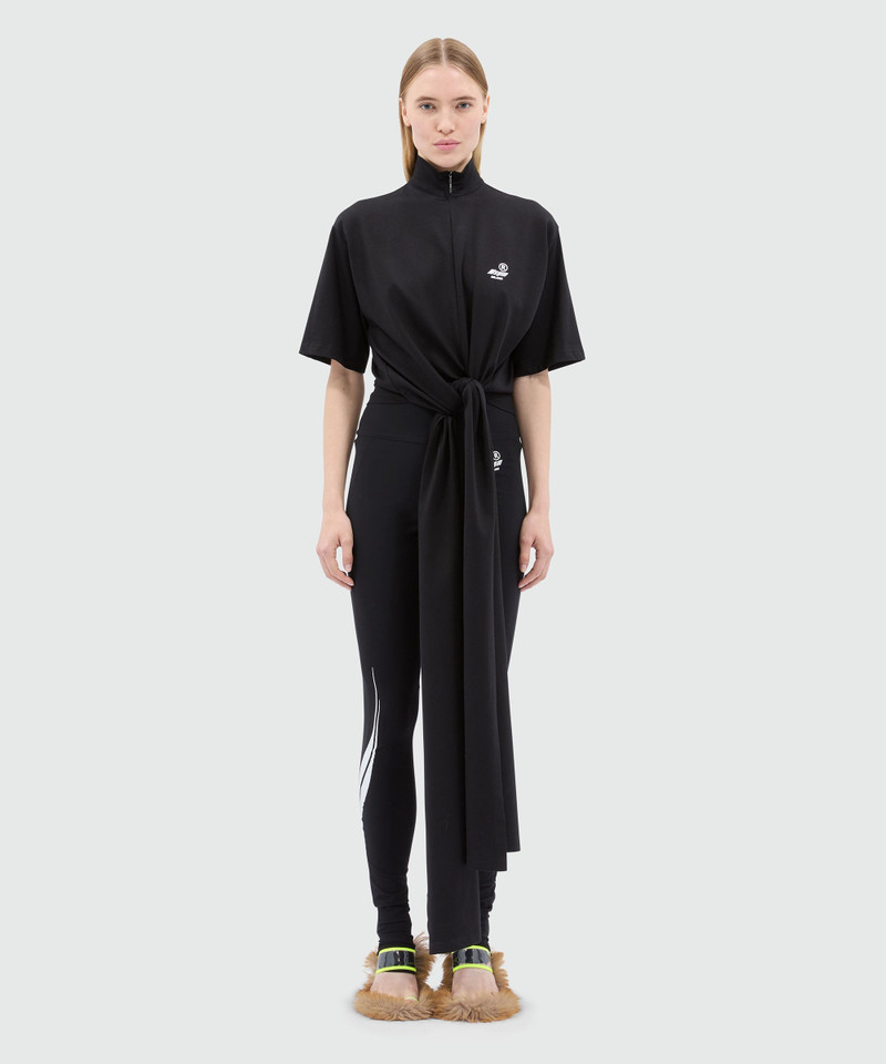 MSGM Black jersey T-shirt with tie-front outlook